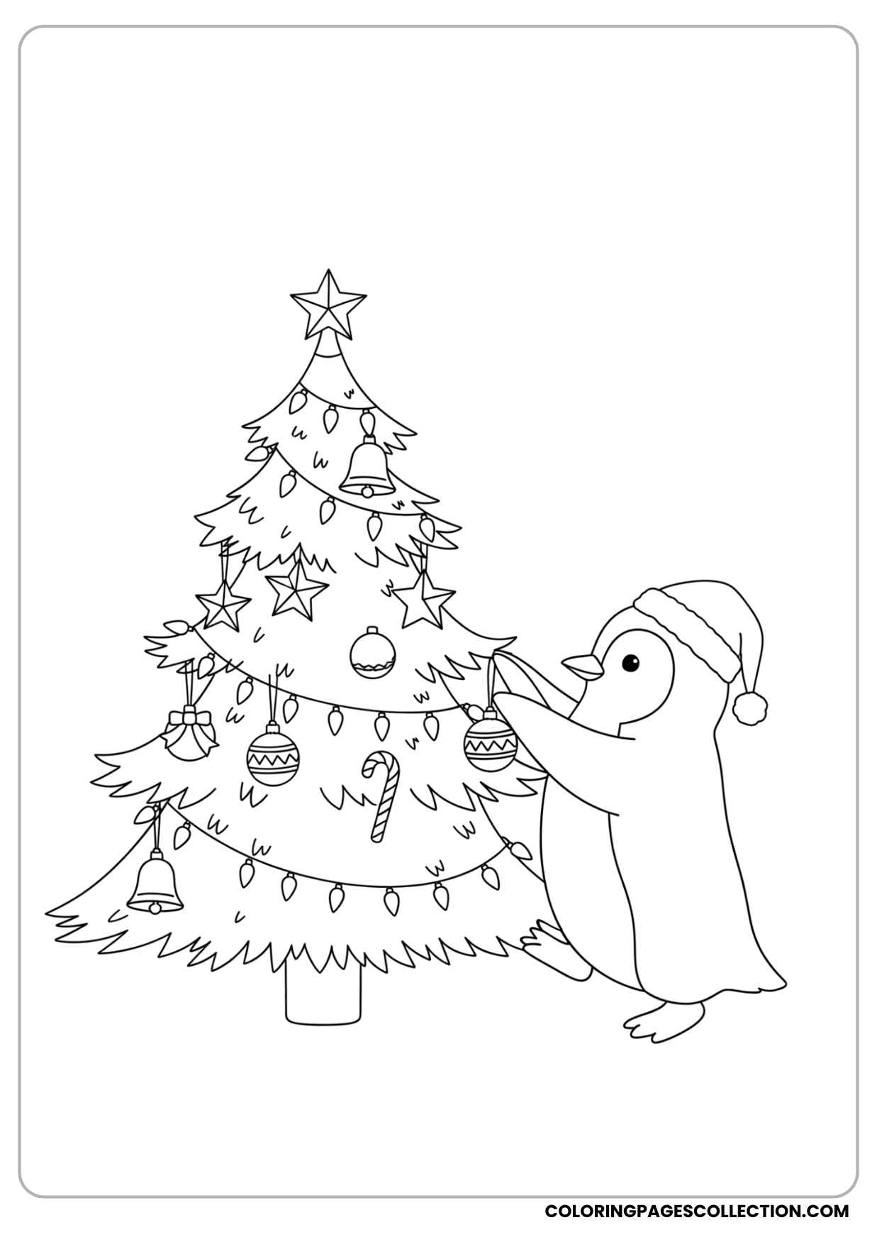 christmas penguin coloring page
