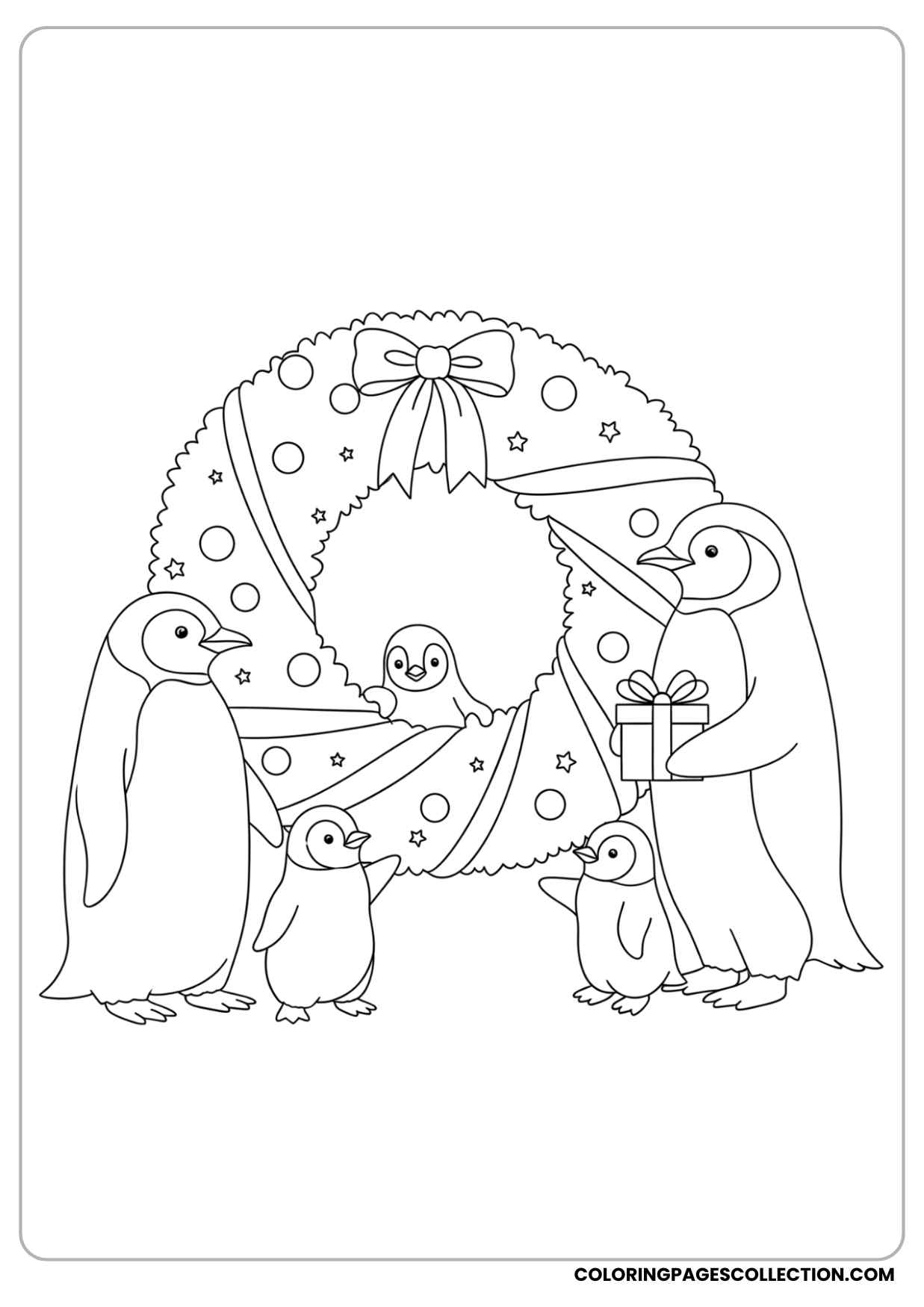 christmas penguin coloring page