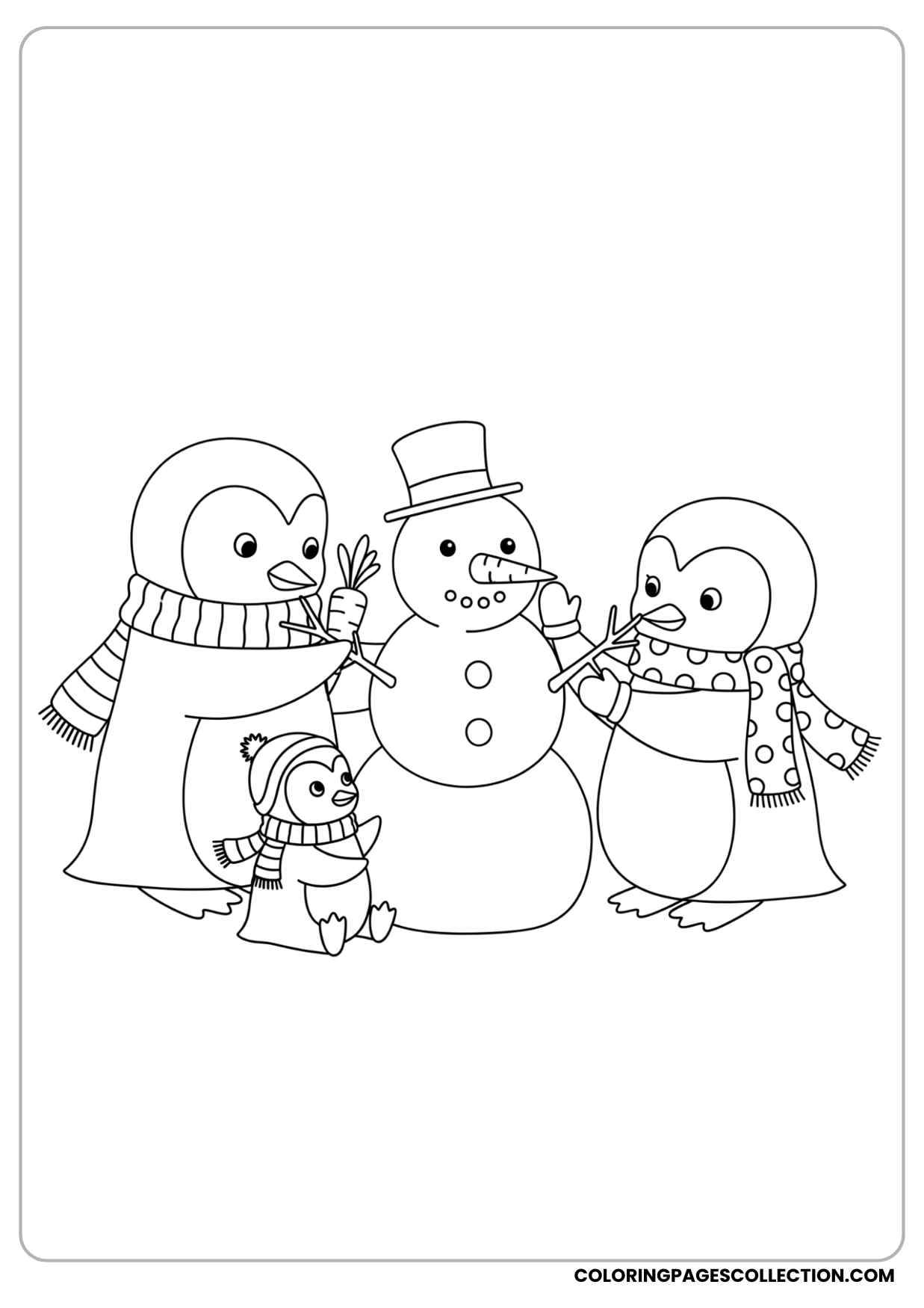 christmas penguin coloring page