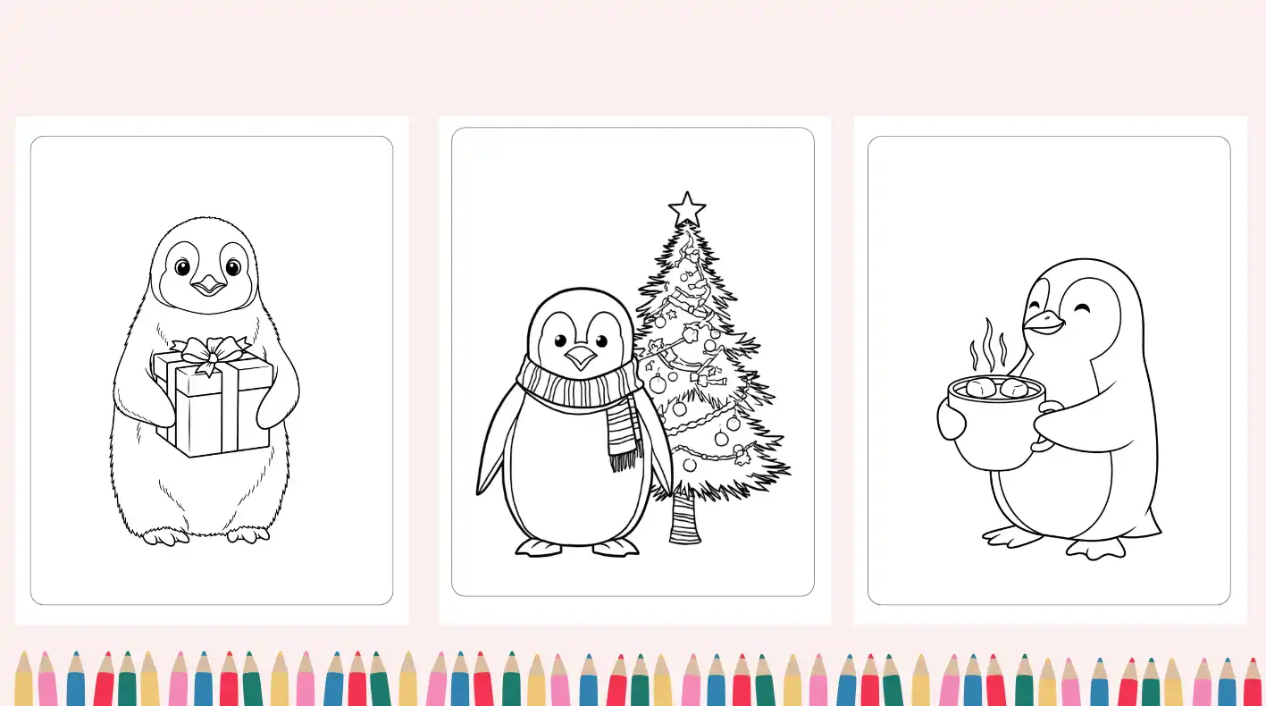 christmas penguin coloring pages