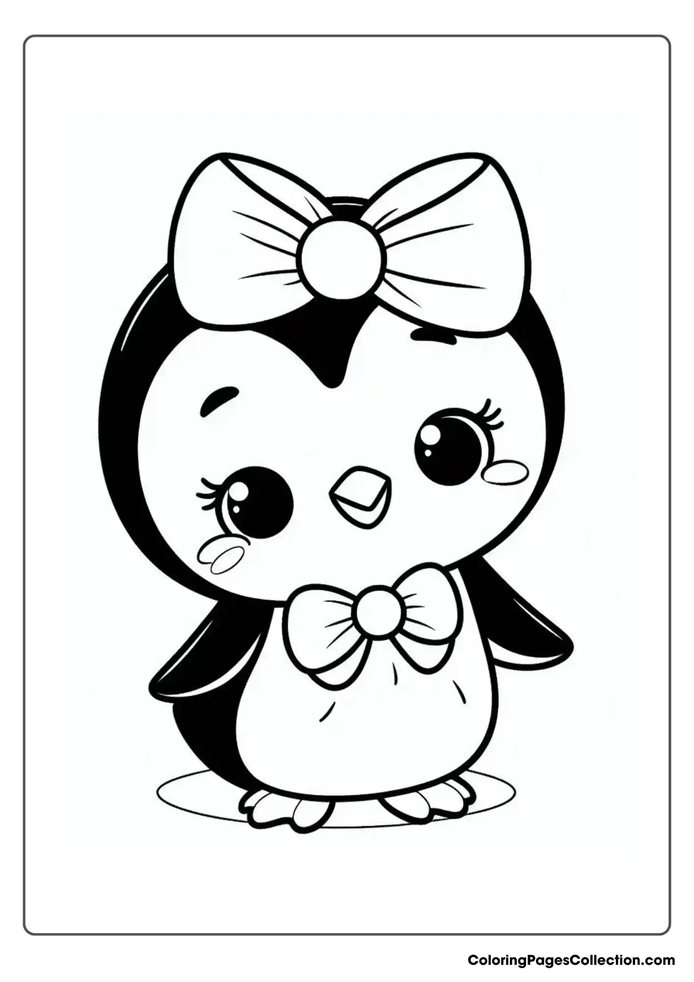 A penguin wearing a bow