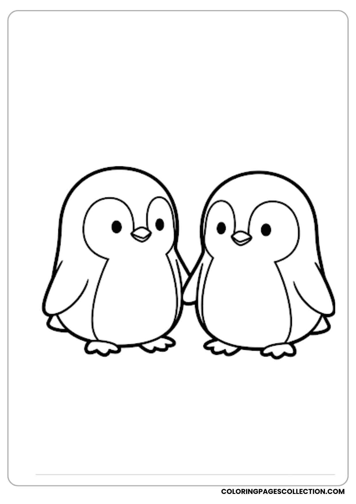 A cute two cartoon penguin