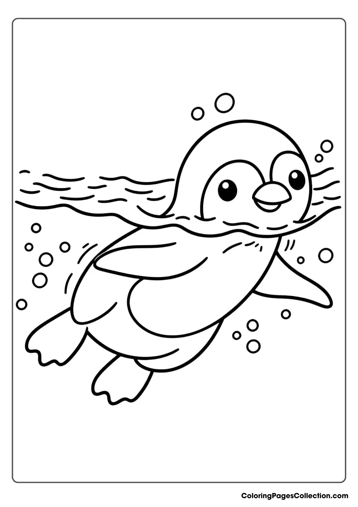 A penguin swimming with its body