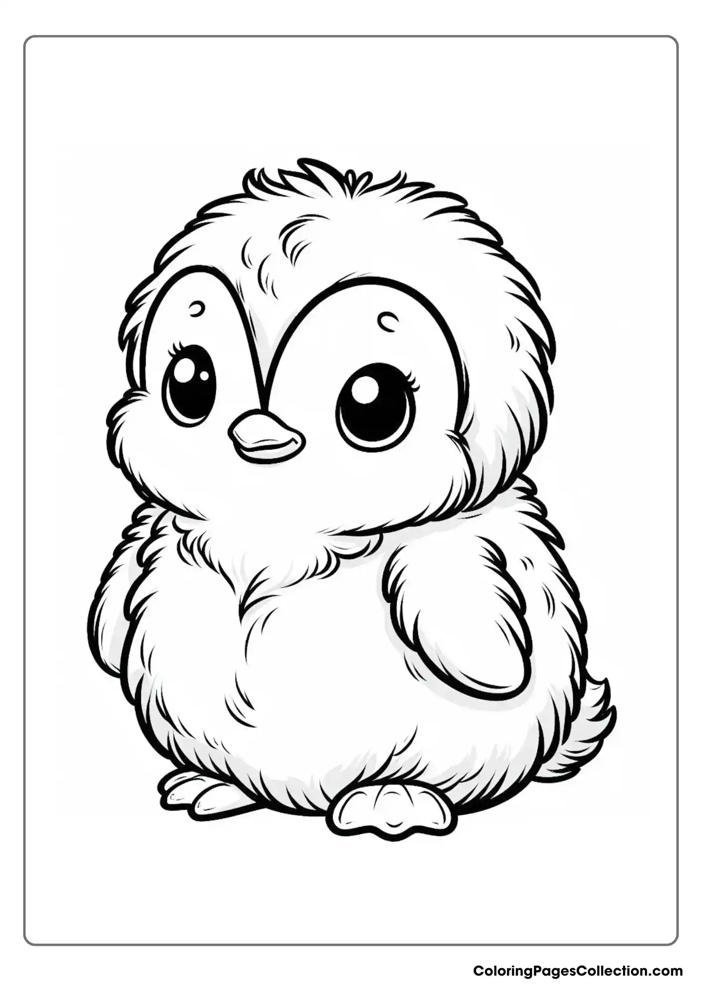 A baby penguin with a fluffy body