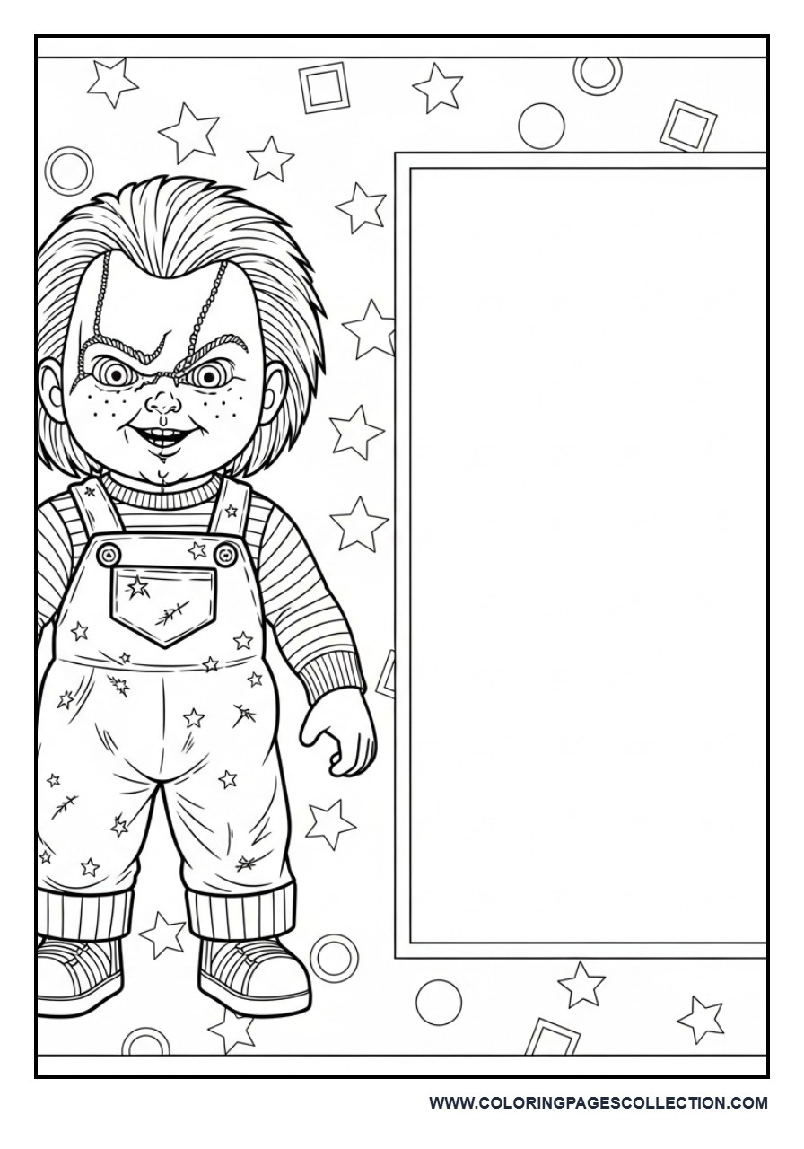 Chucky Coloring + Drawing Combo Page