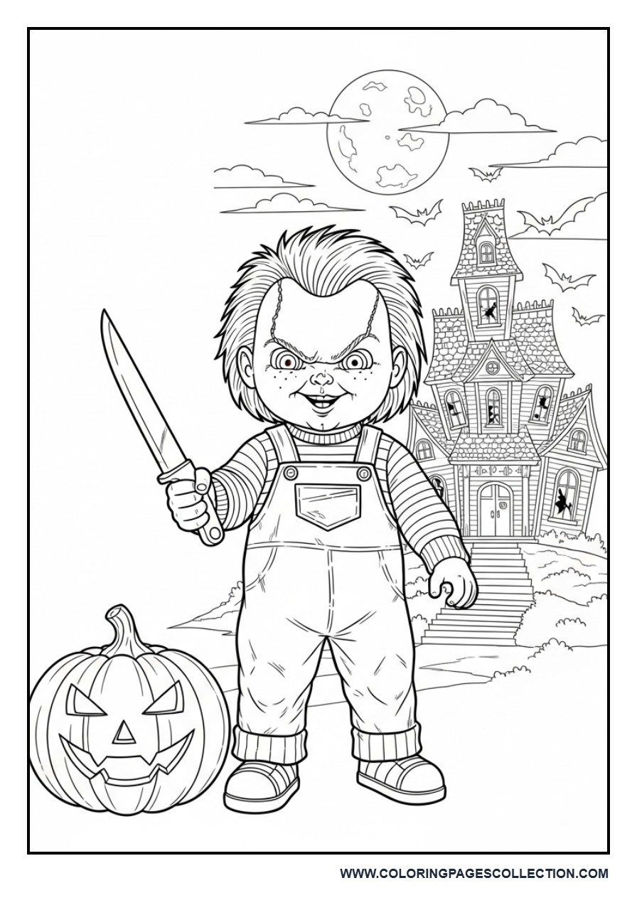 Chucky Halloween Night Scene
