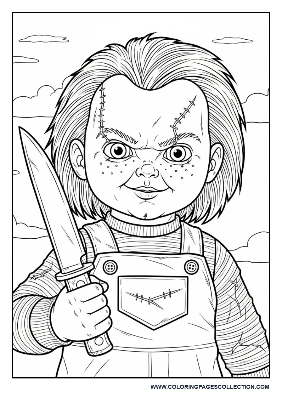 Chucky Holding Knife Close-Up Scene