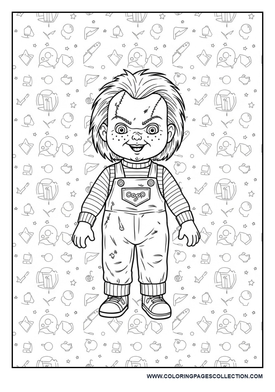 Chucky with Repeating Pattern Background