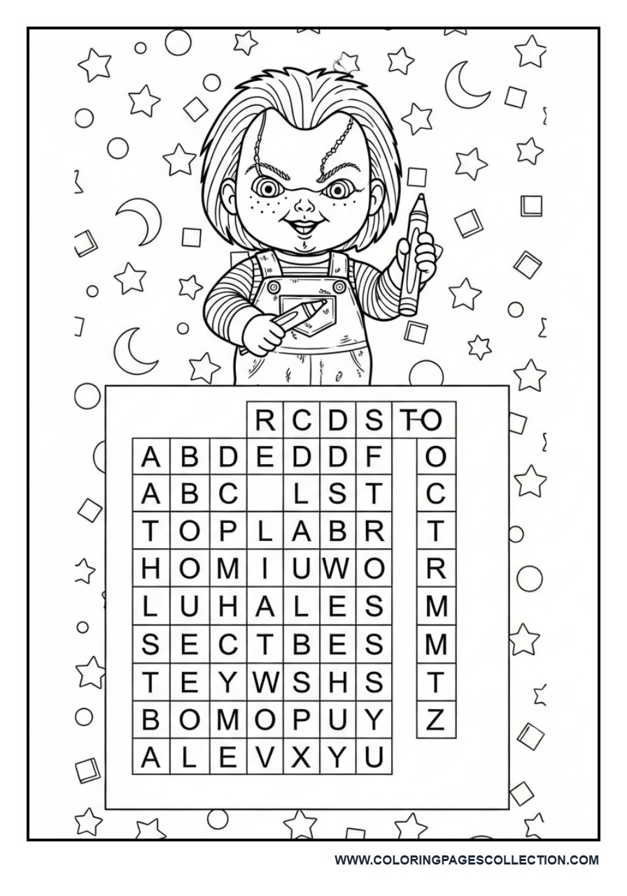 Chucky Word Search Coloring Page