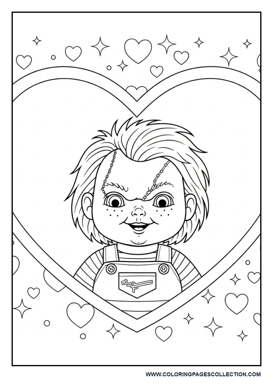 Cute Chucky in Heart Frame