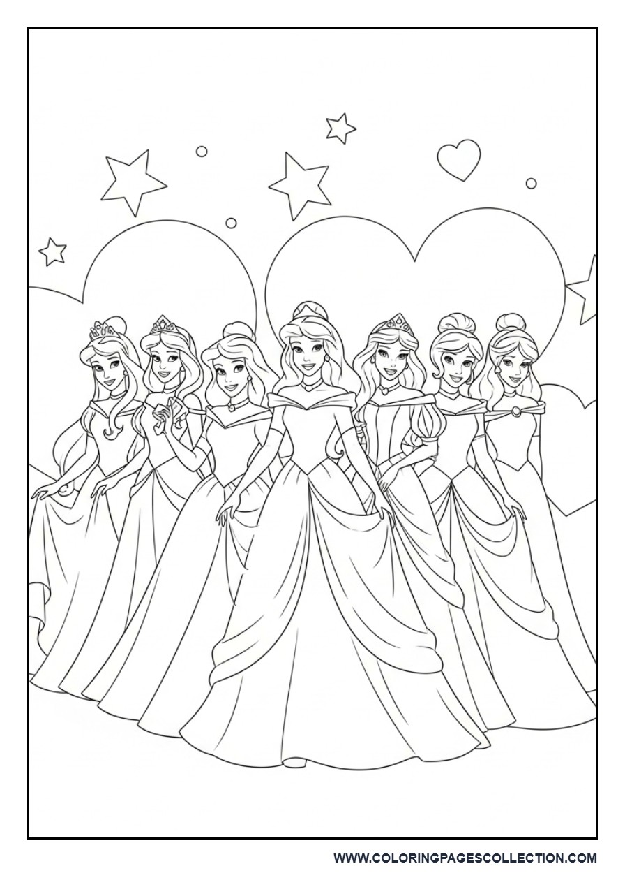 Princess Group with Hearts