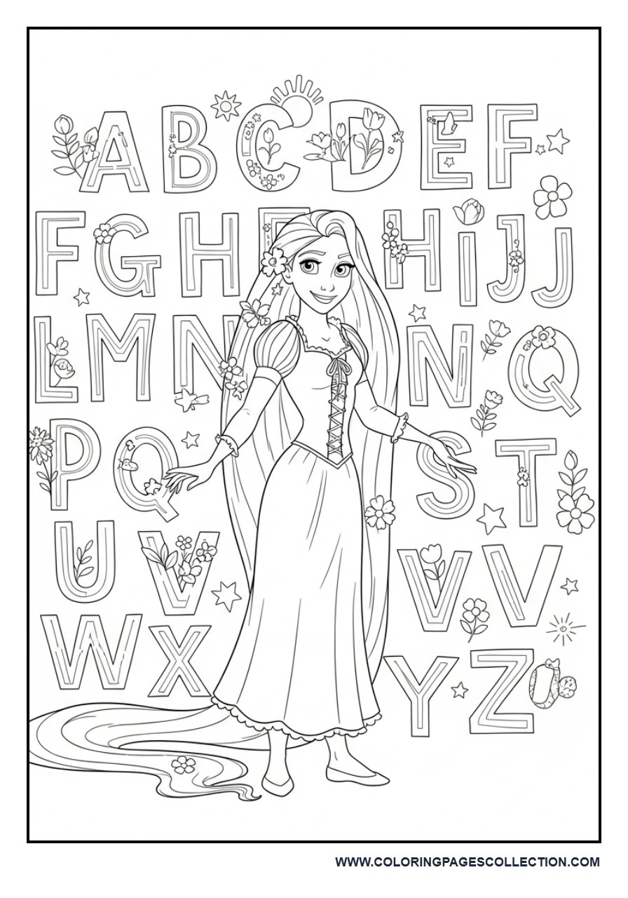 Rapunzel Alphabet Learning Page