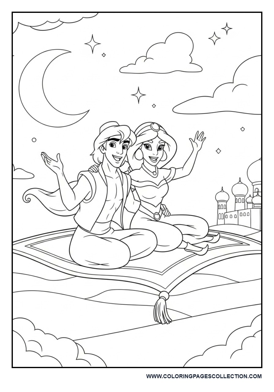 Aladdin and Jasmine on the Magic Carpet
