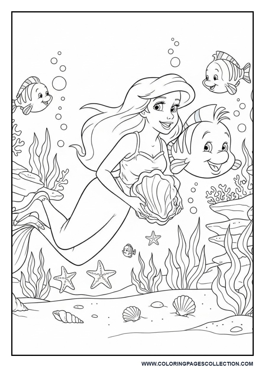 Ariel and Flounder Exploring the Ocean
