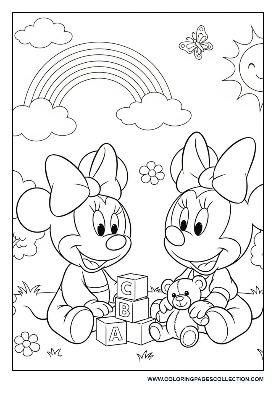 Baby Mickey and Baby Minnie Playing Together