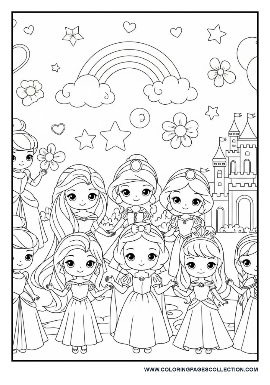 Cute Chibi Disney Princesses Together