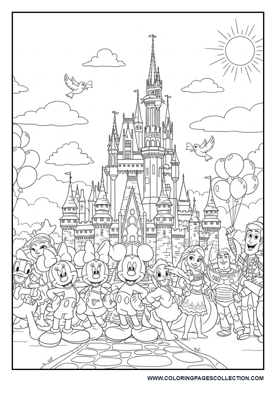 Disney Friends Around Cinderella Castle