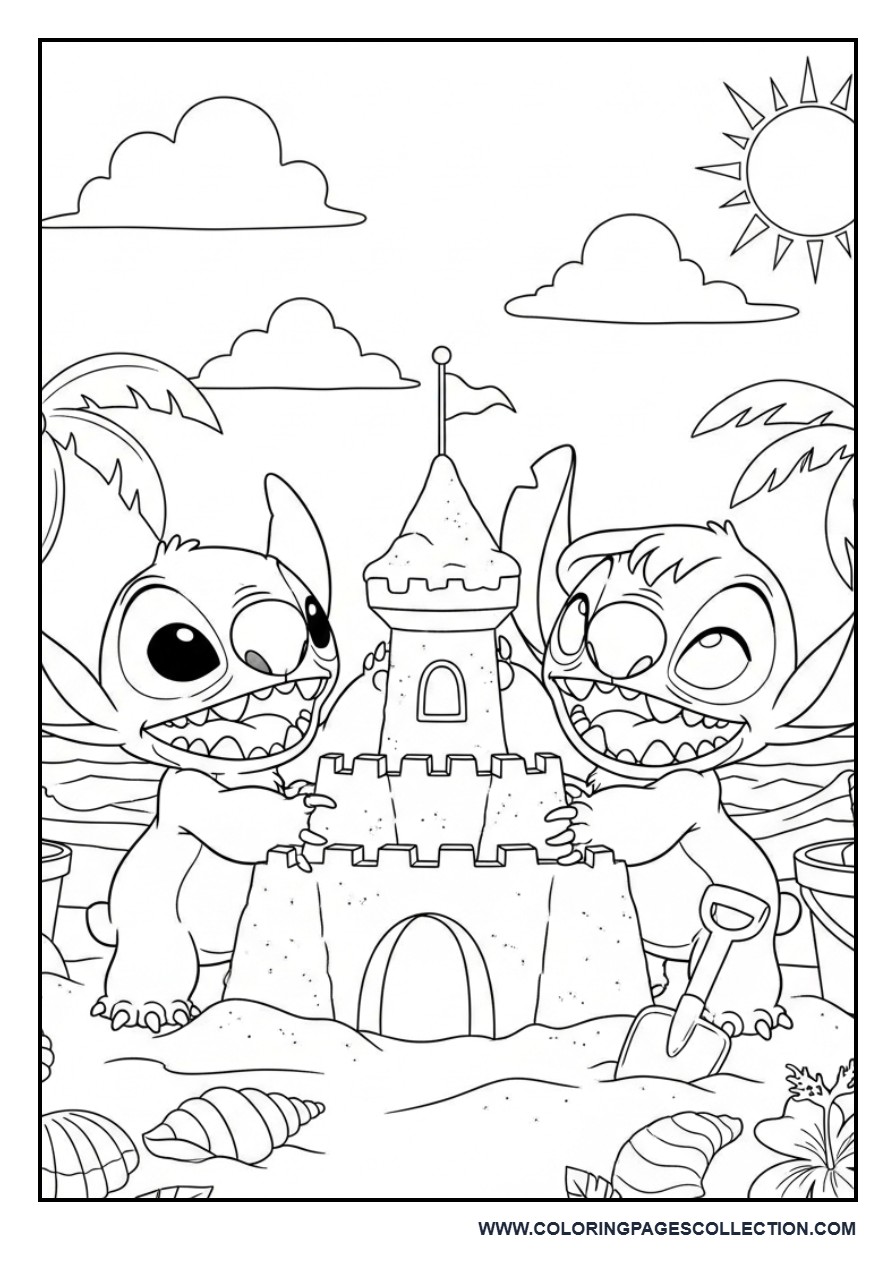 Lilo and Stitch Building a Sandcastle