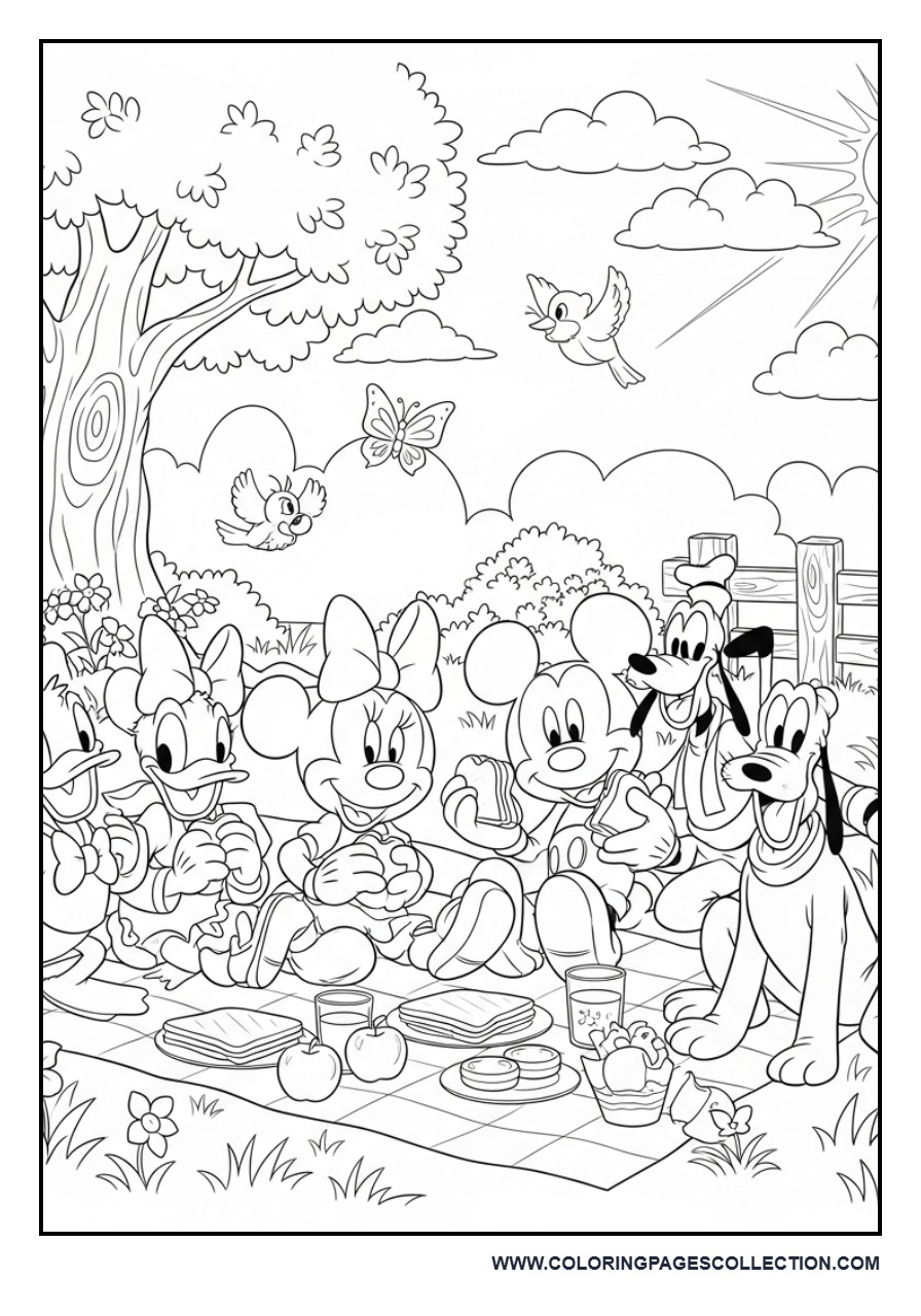 Mickey and Friends Having a Picnic