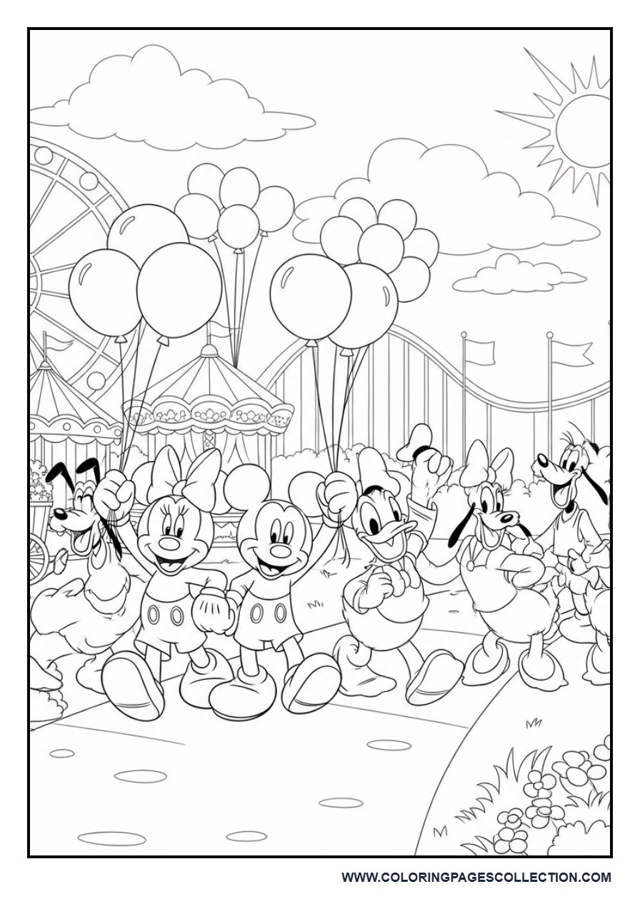 Mickey Mouse and Friends at the Amusement Park