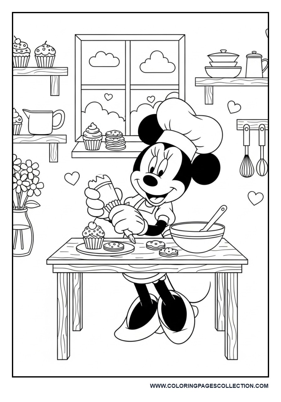 Minnie Mouse Baking Cupcakes