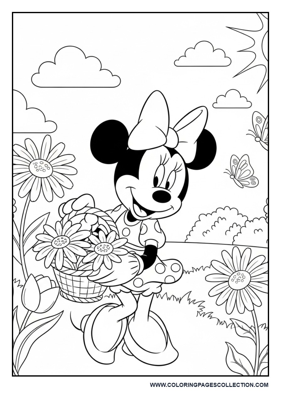 Minnie Mouse in a Flower Garden