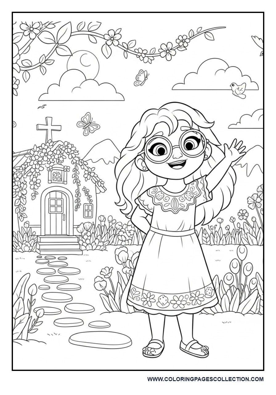 Mirabel from Encanto in Front of Casita