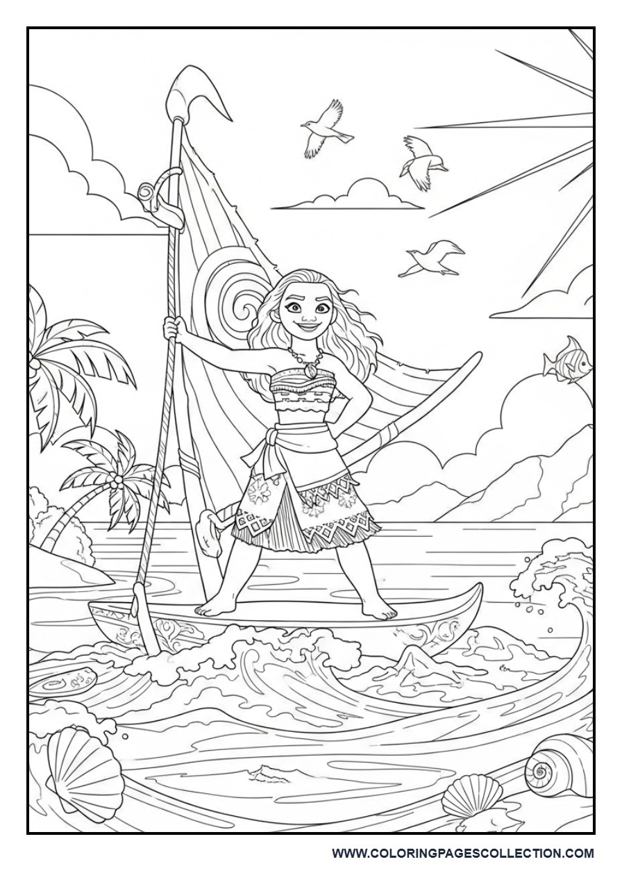Moana Sailing Across the Ocean