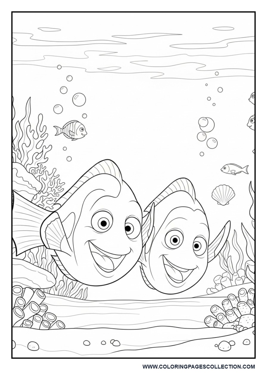 Nemo and Dory Swimming Together