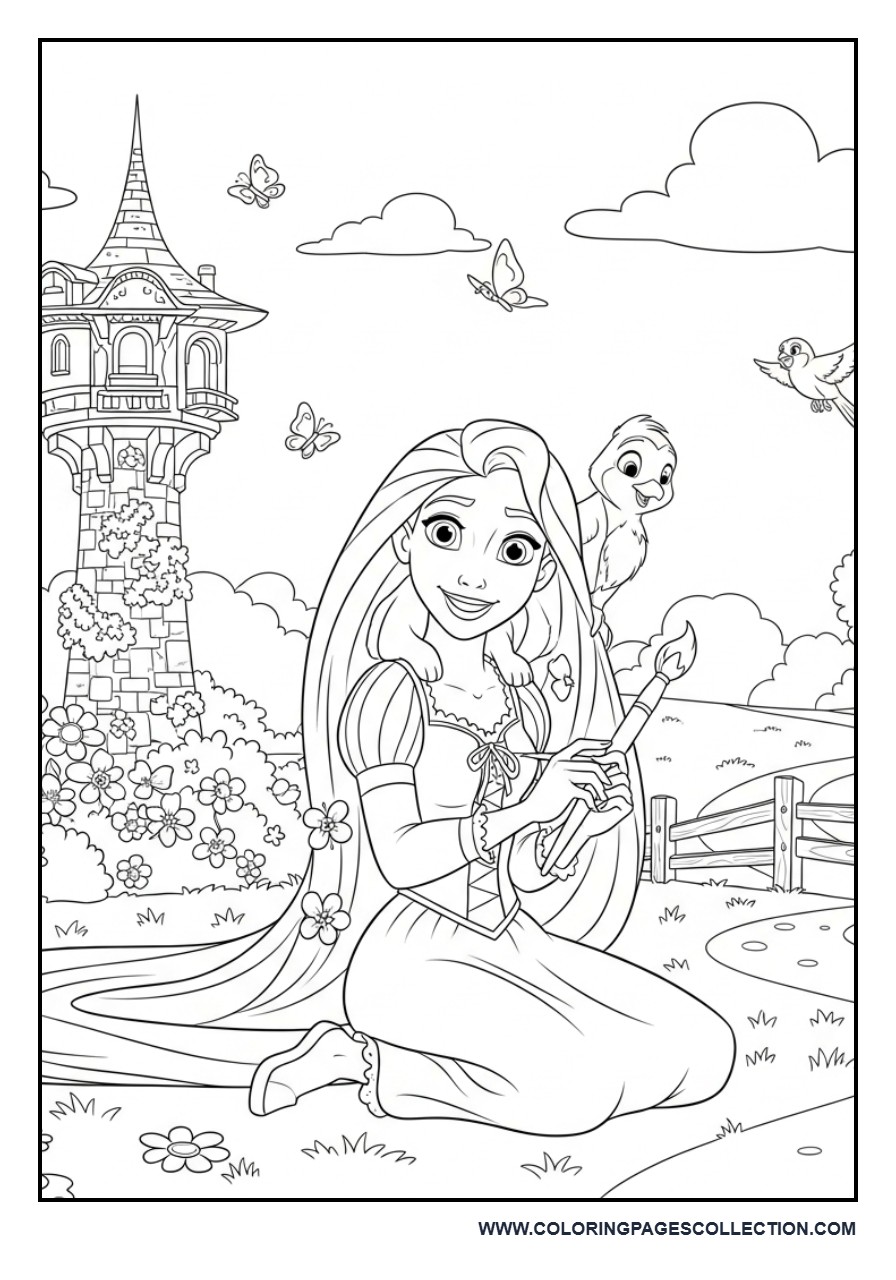 Rapunzel and Pascal in the Garden