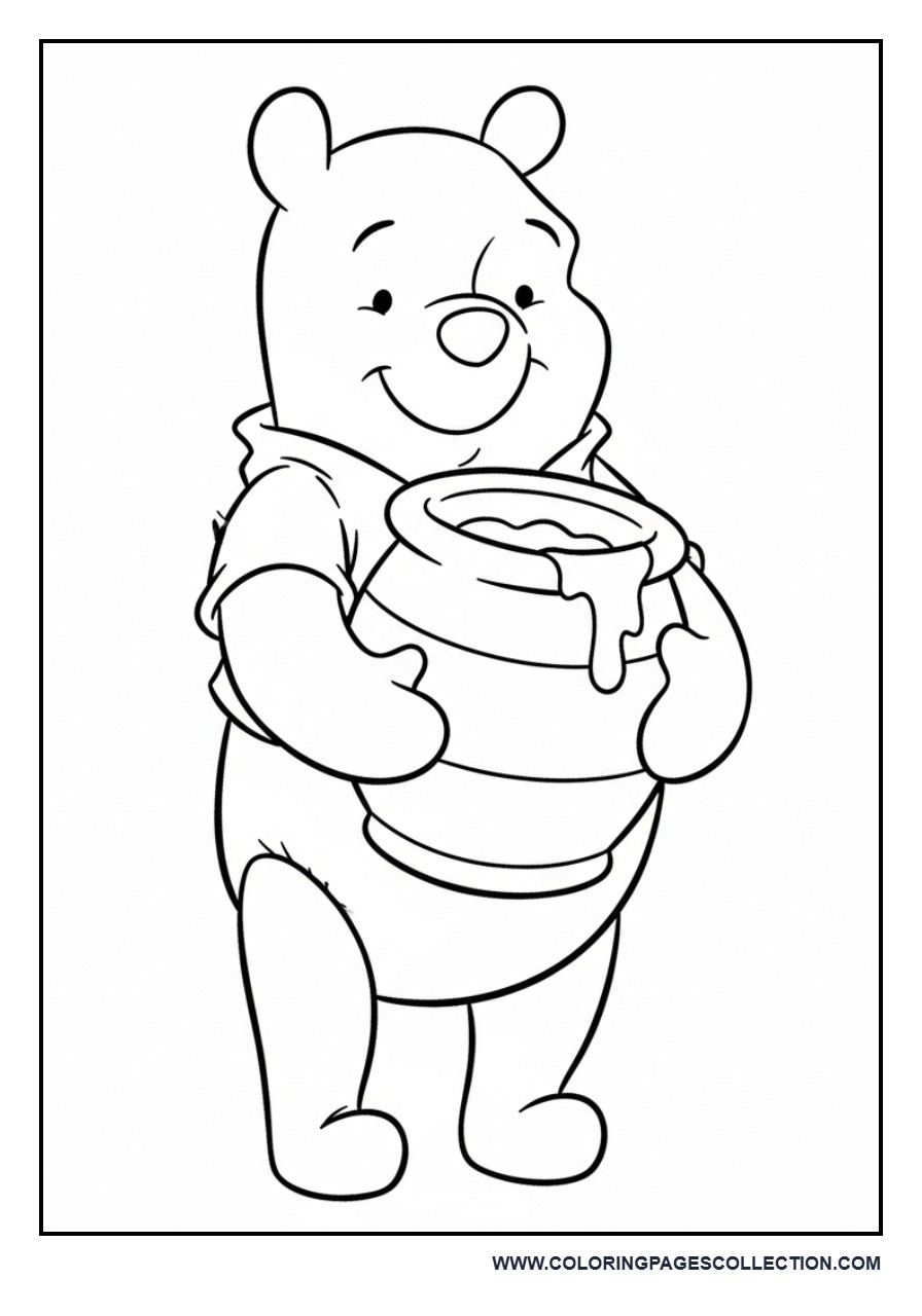 Winnie the Pooh Holding a Honey Pot