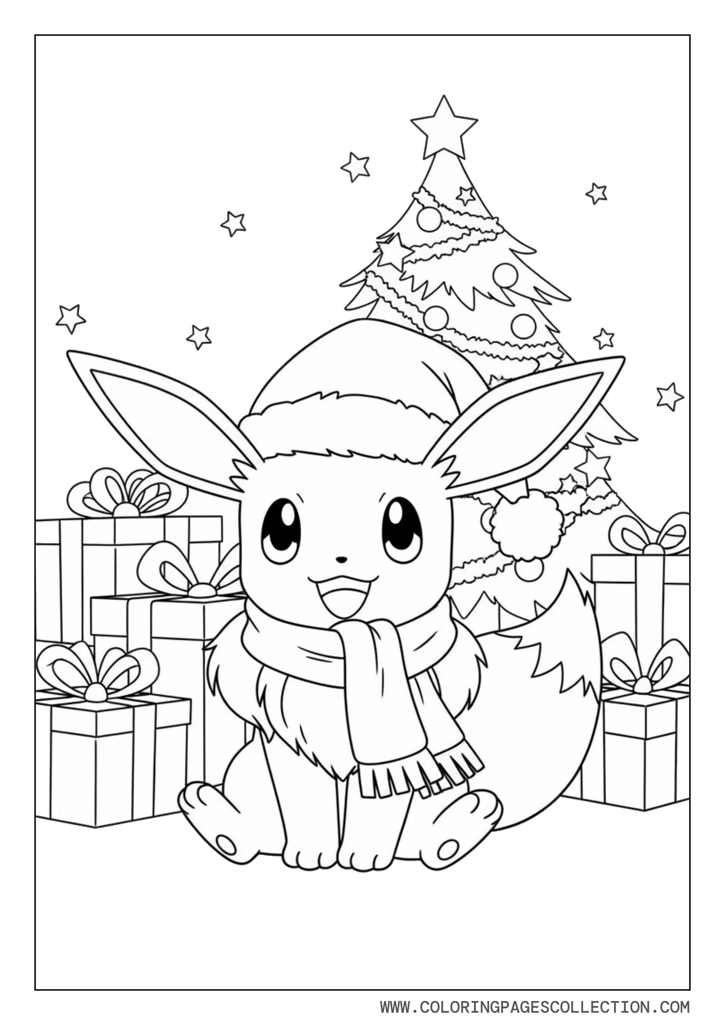 Christmas Eevee Coloring Page
