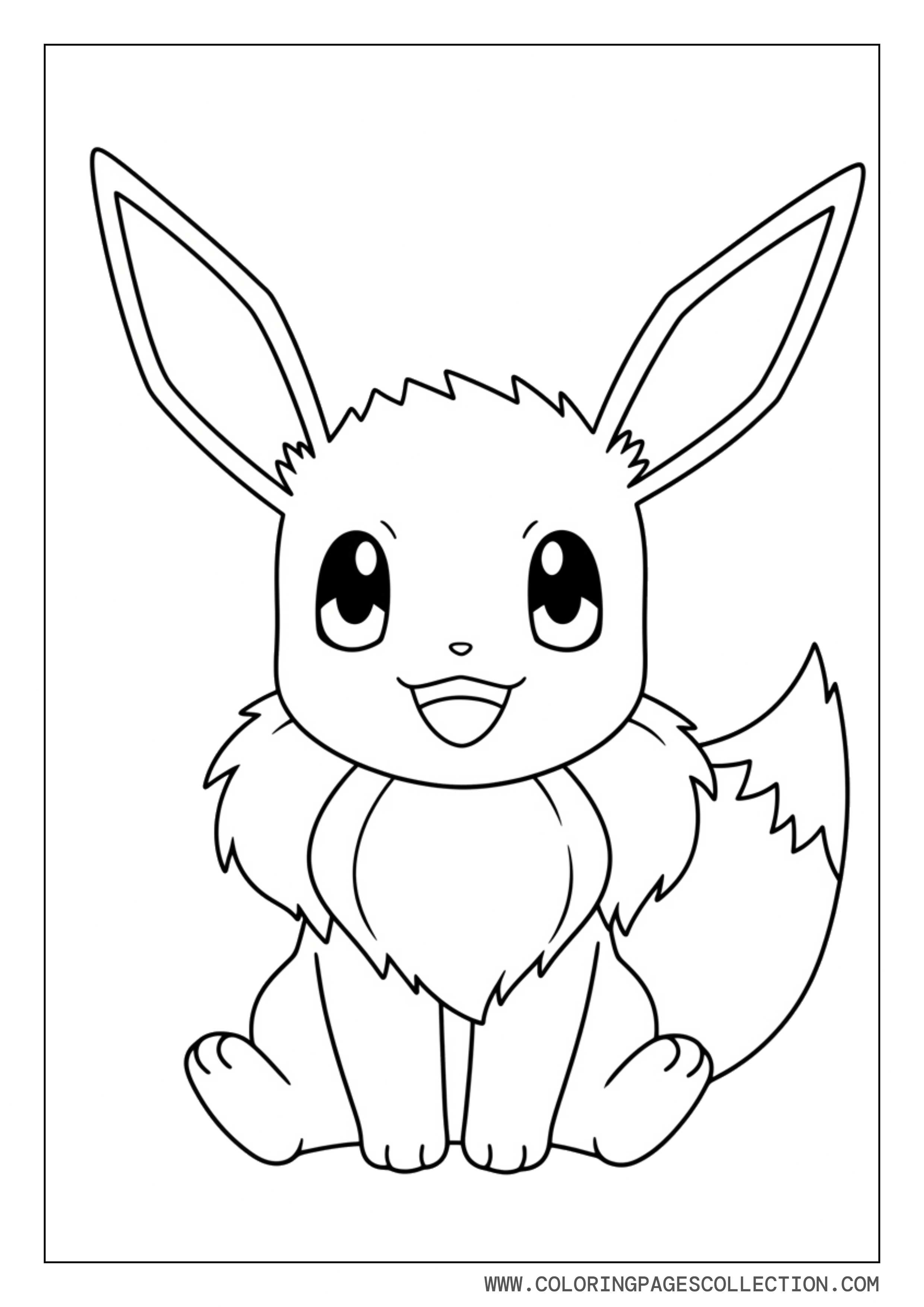 Cute Sitting Eevee Coloring Page