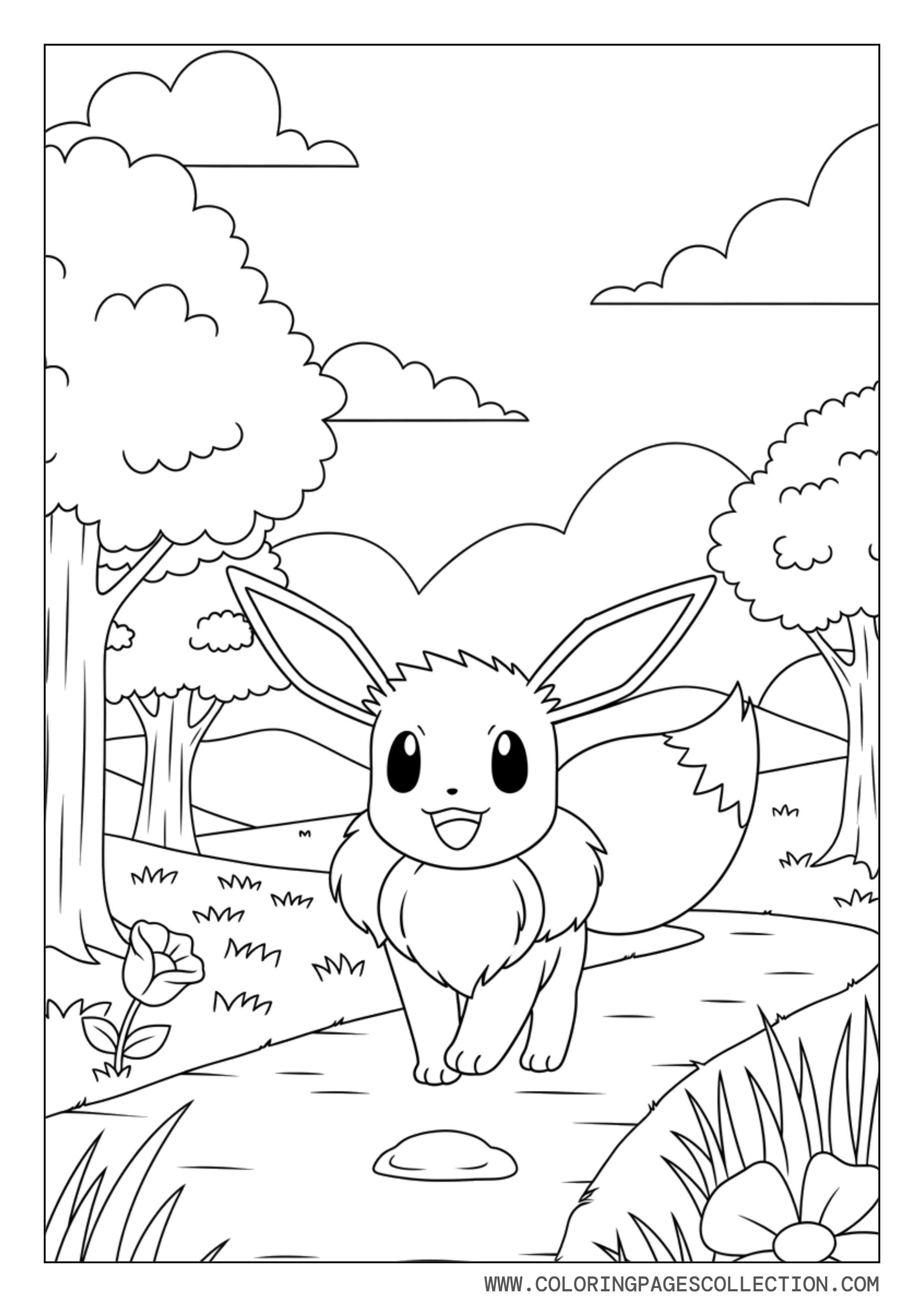 Eevee Adventure Path Coloring Page