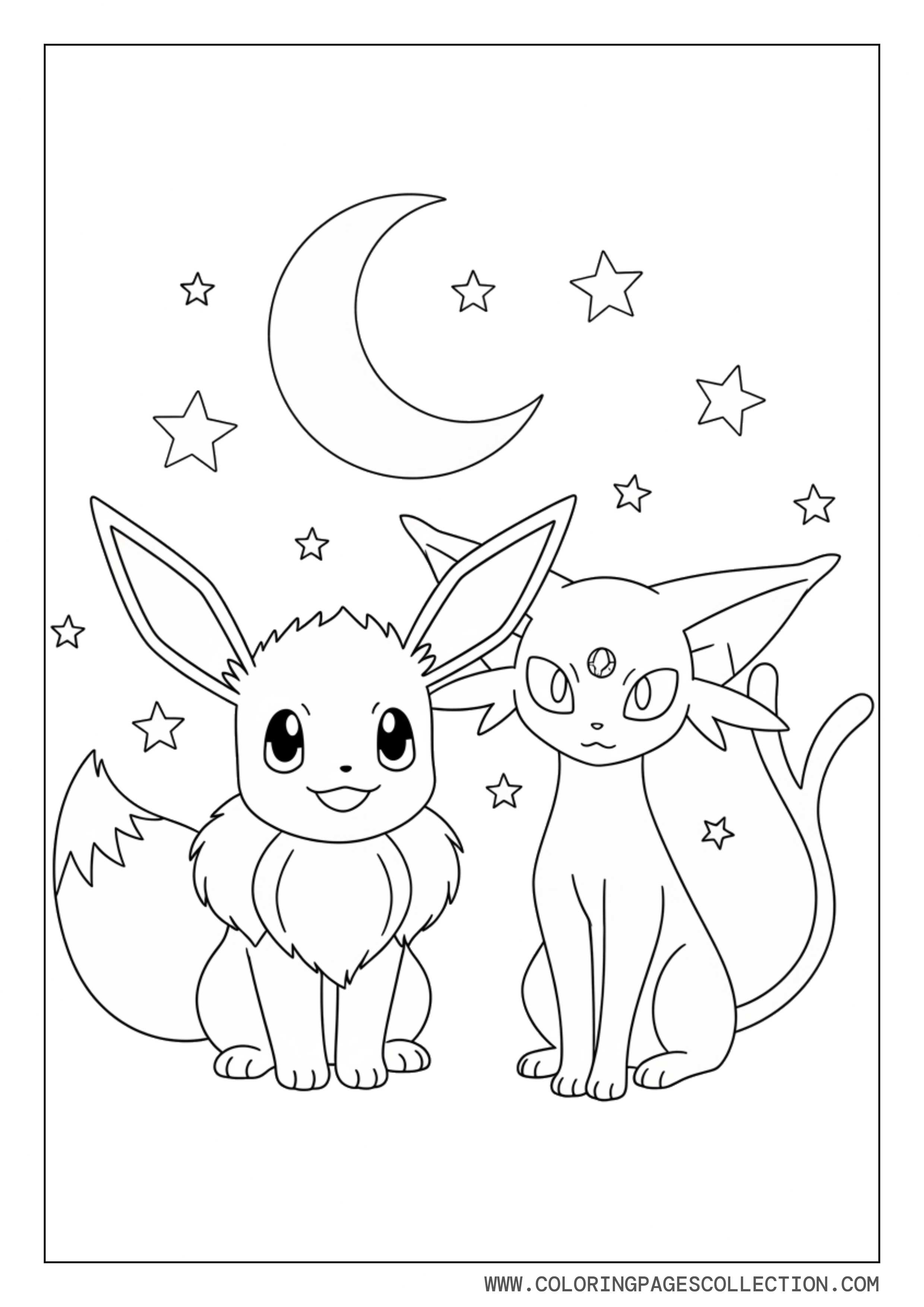 Eevee and Espeon Coloring Page