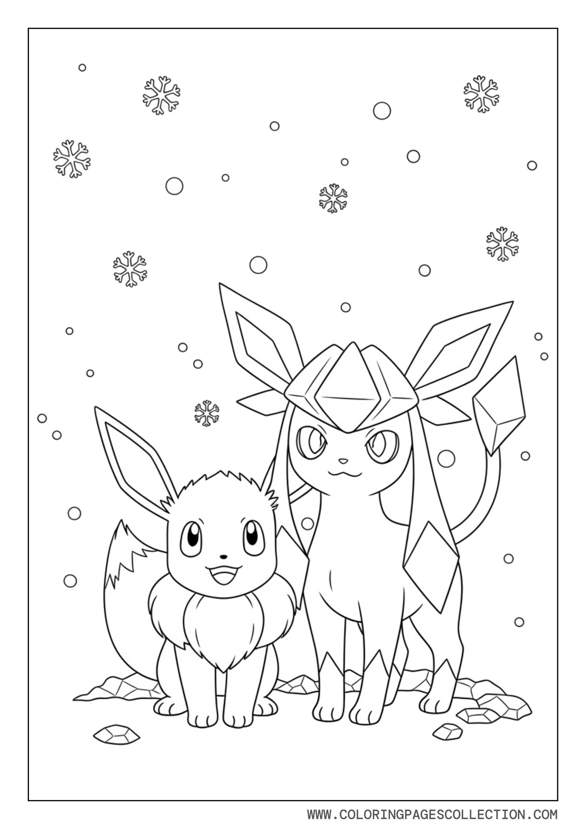 Eevee and Glaceon Coloring Page
