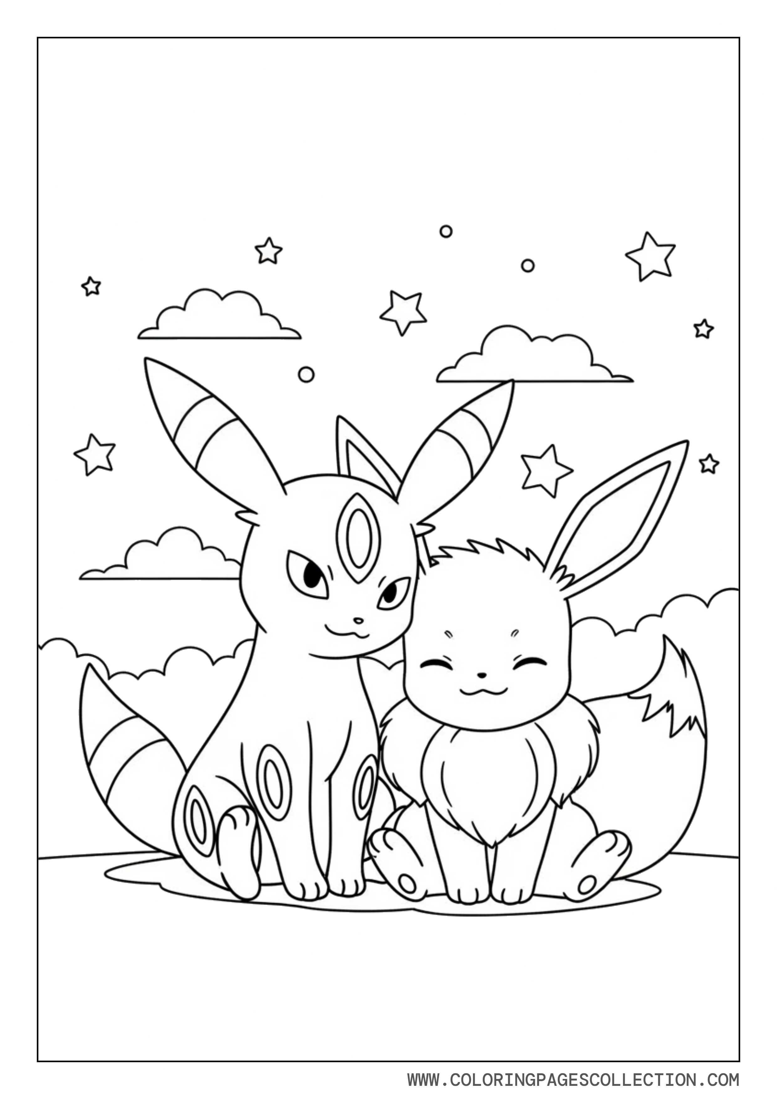 Eevee and Umbreon Coloring Page