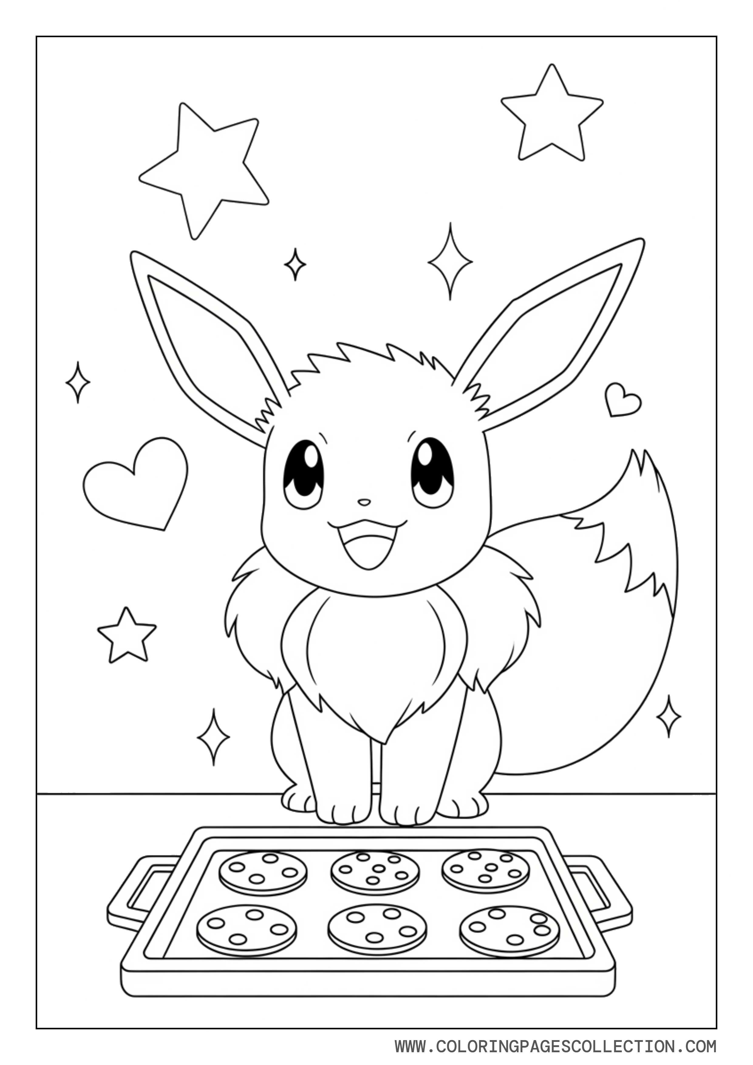 Eevee Baking Cookies Coloring Page