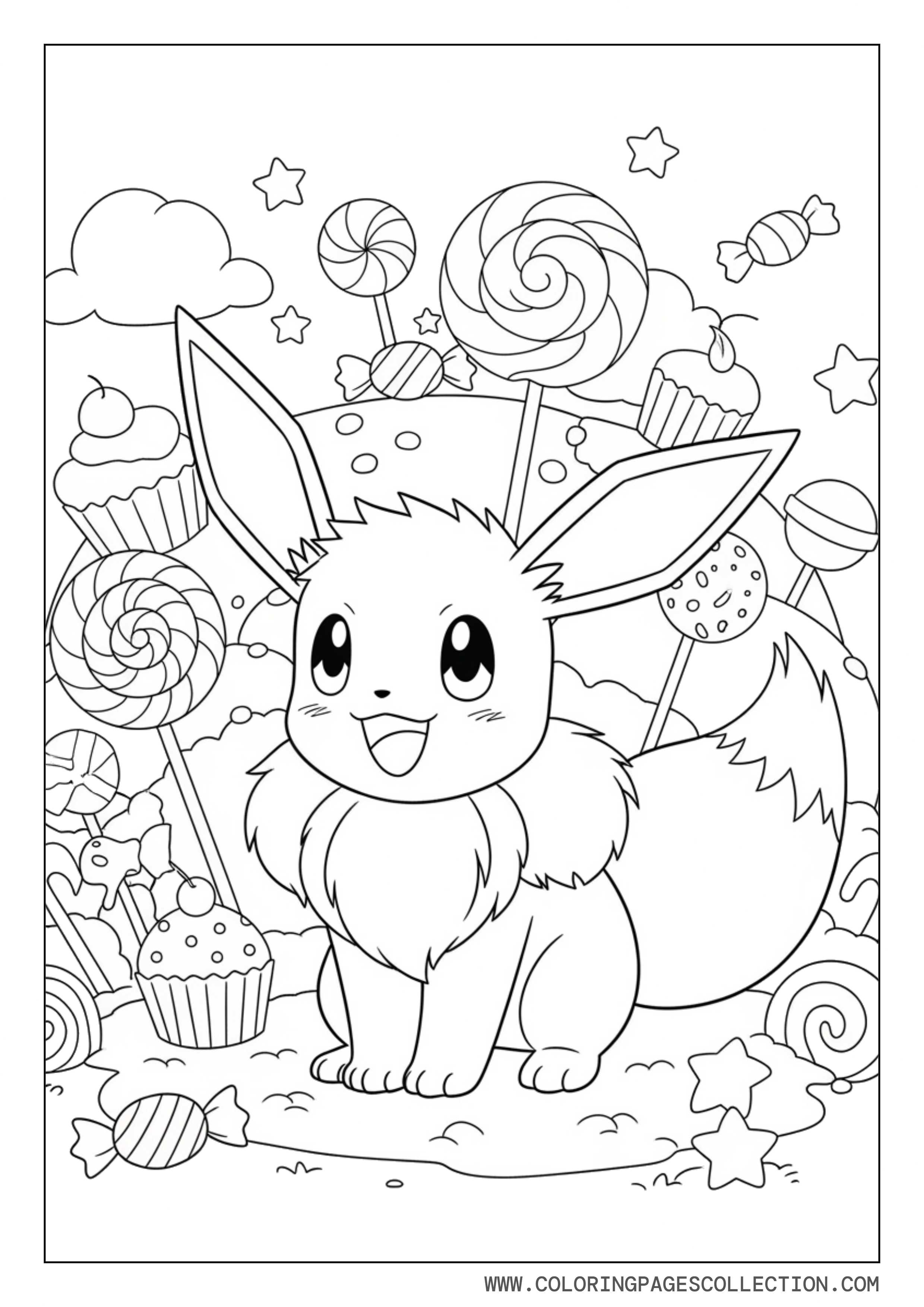 Eevee Candy Land Coloring Page