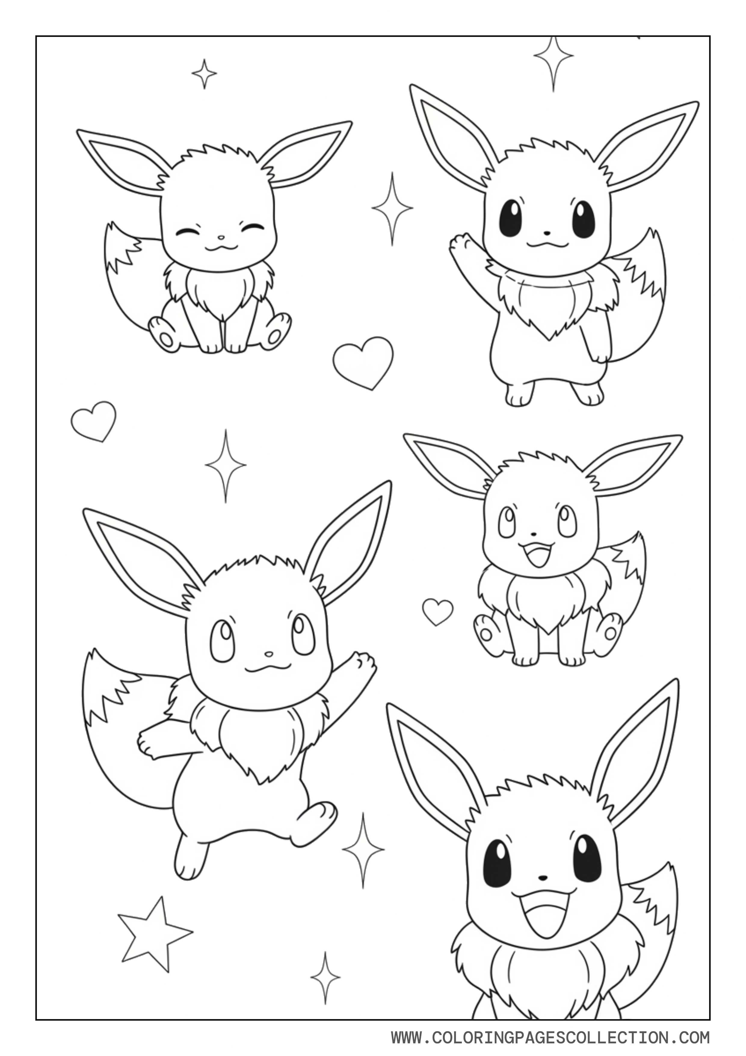 Eevee Cute Character Sheet Coloring Page