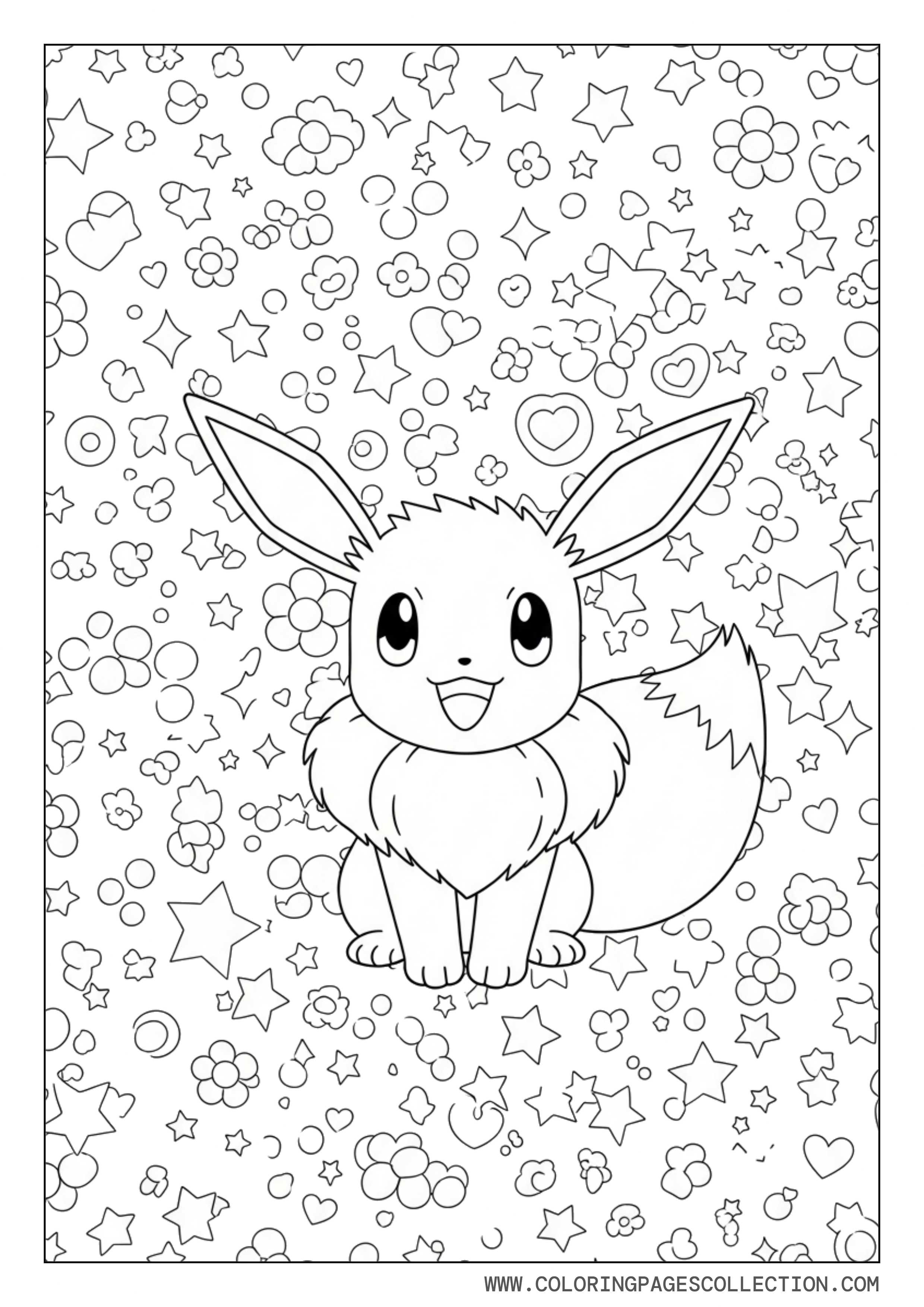 Eevee Cute Pattern Coloring Page