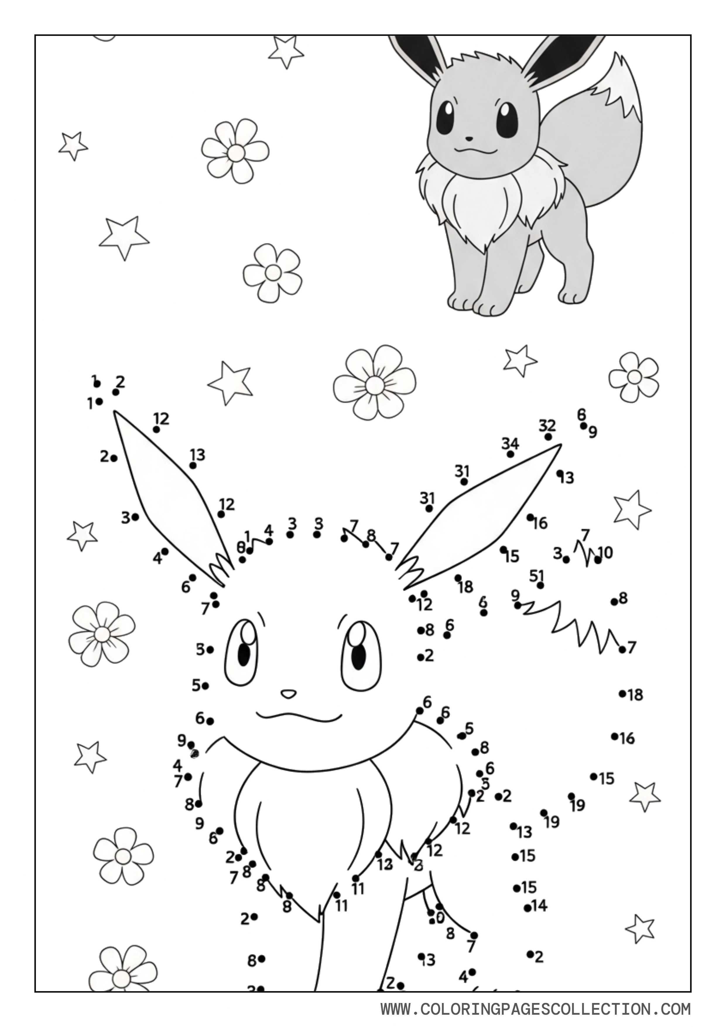 Eevee Dot-to-Dot Coloring Page