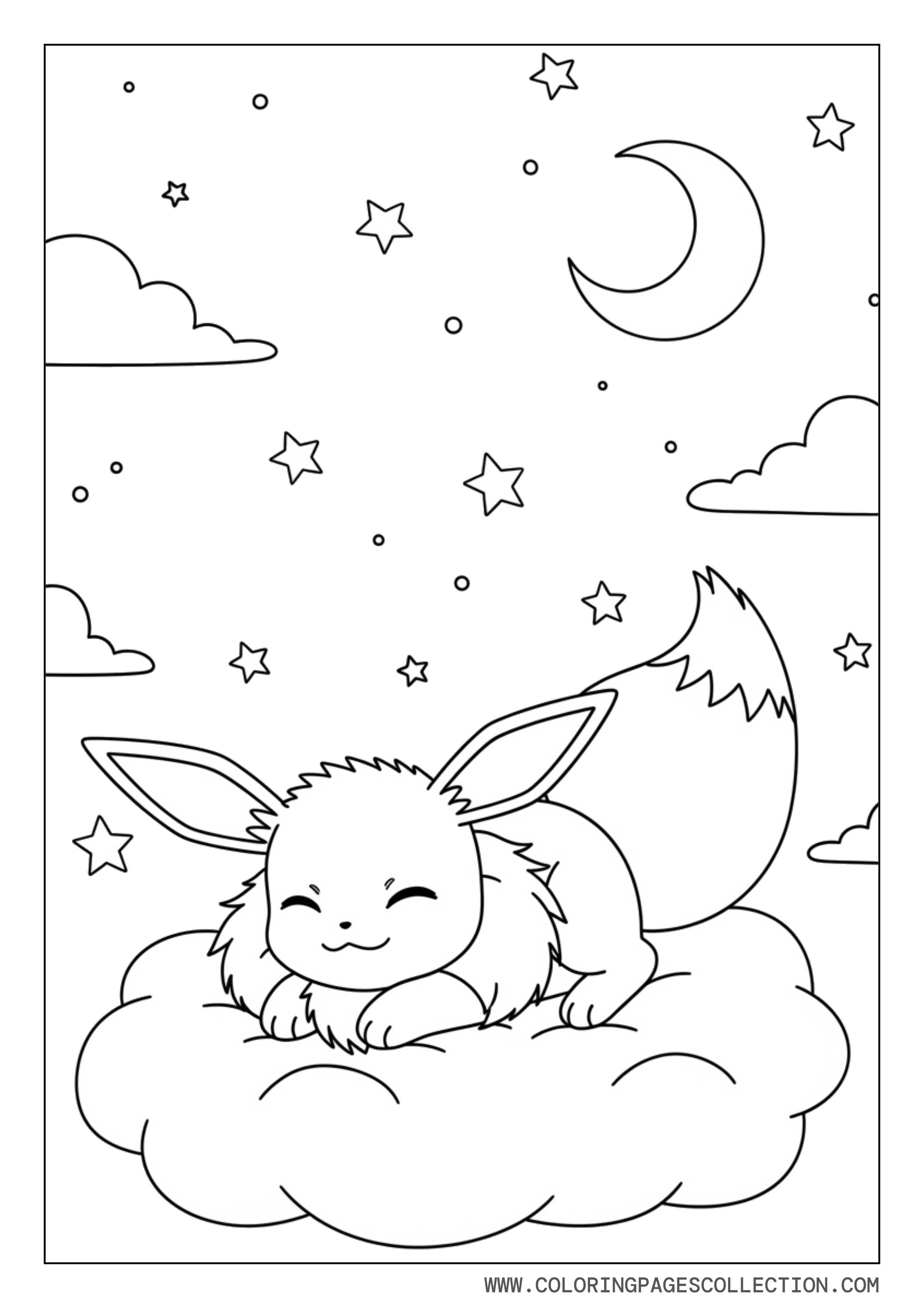 Eevee Dream Cloud Coloring Page