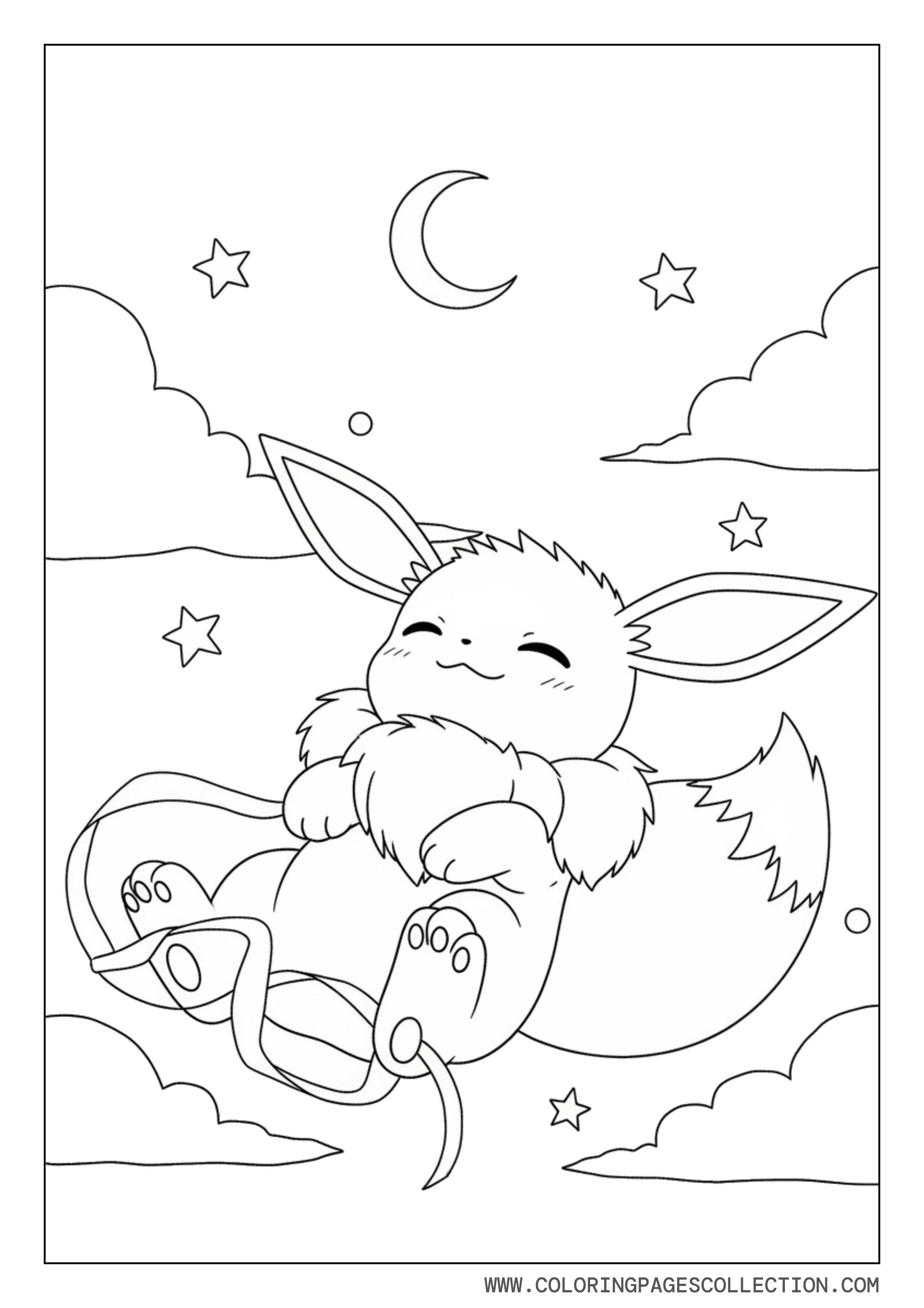 Eevee Dreamy Sky Coloring Page