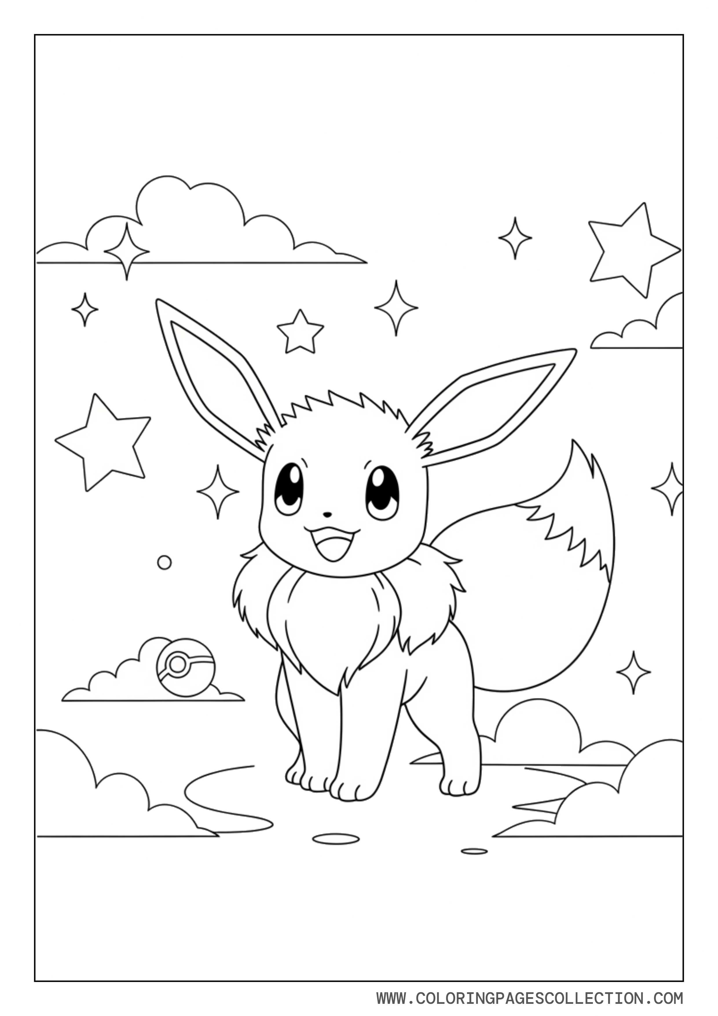 Eevee Fantasy Adventure Coloring Page