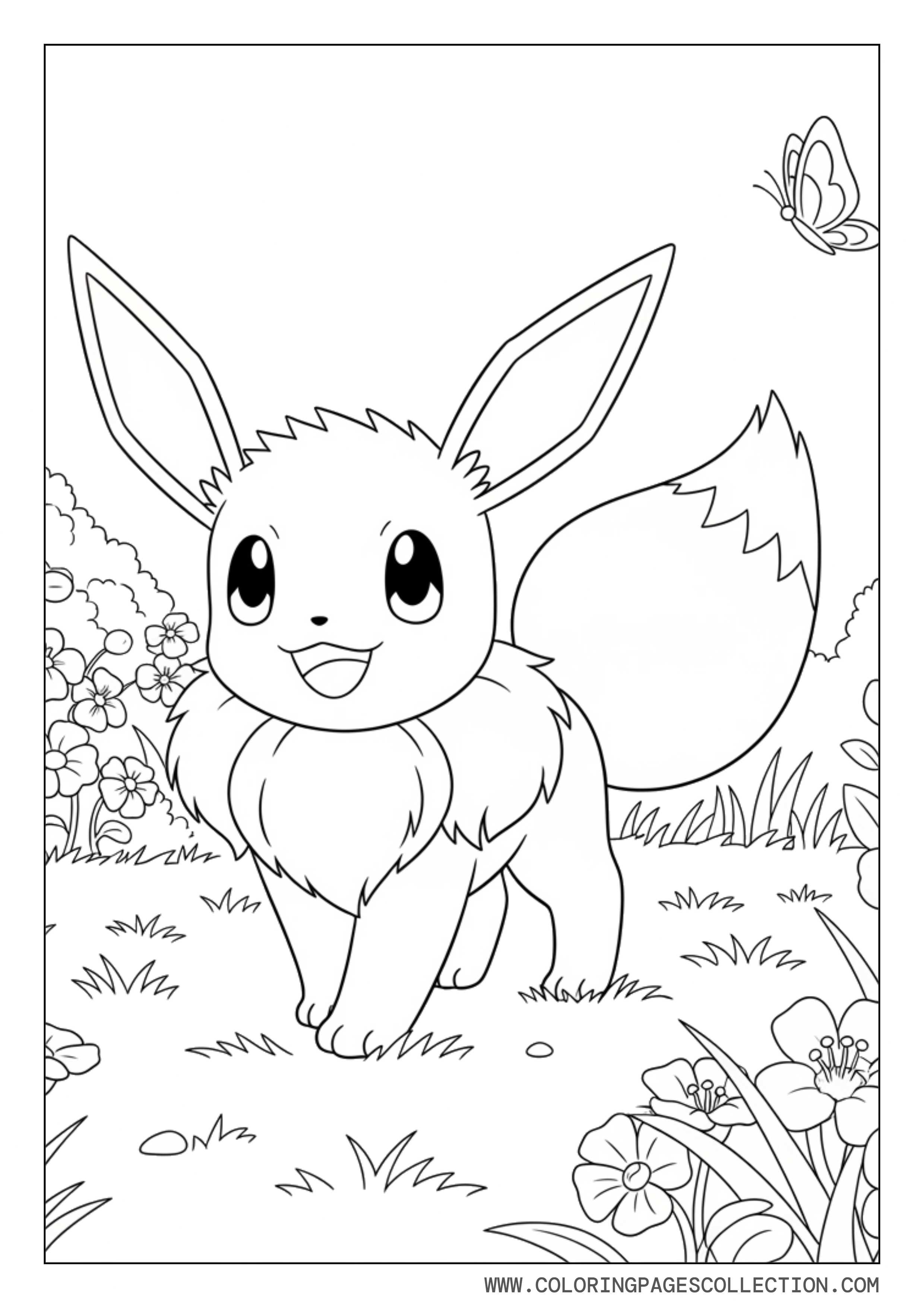 Eevee in Meadow Coloring Page