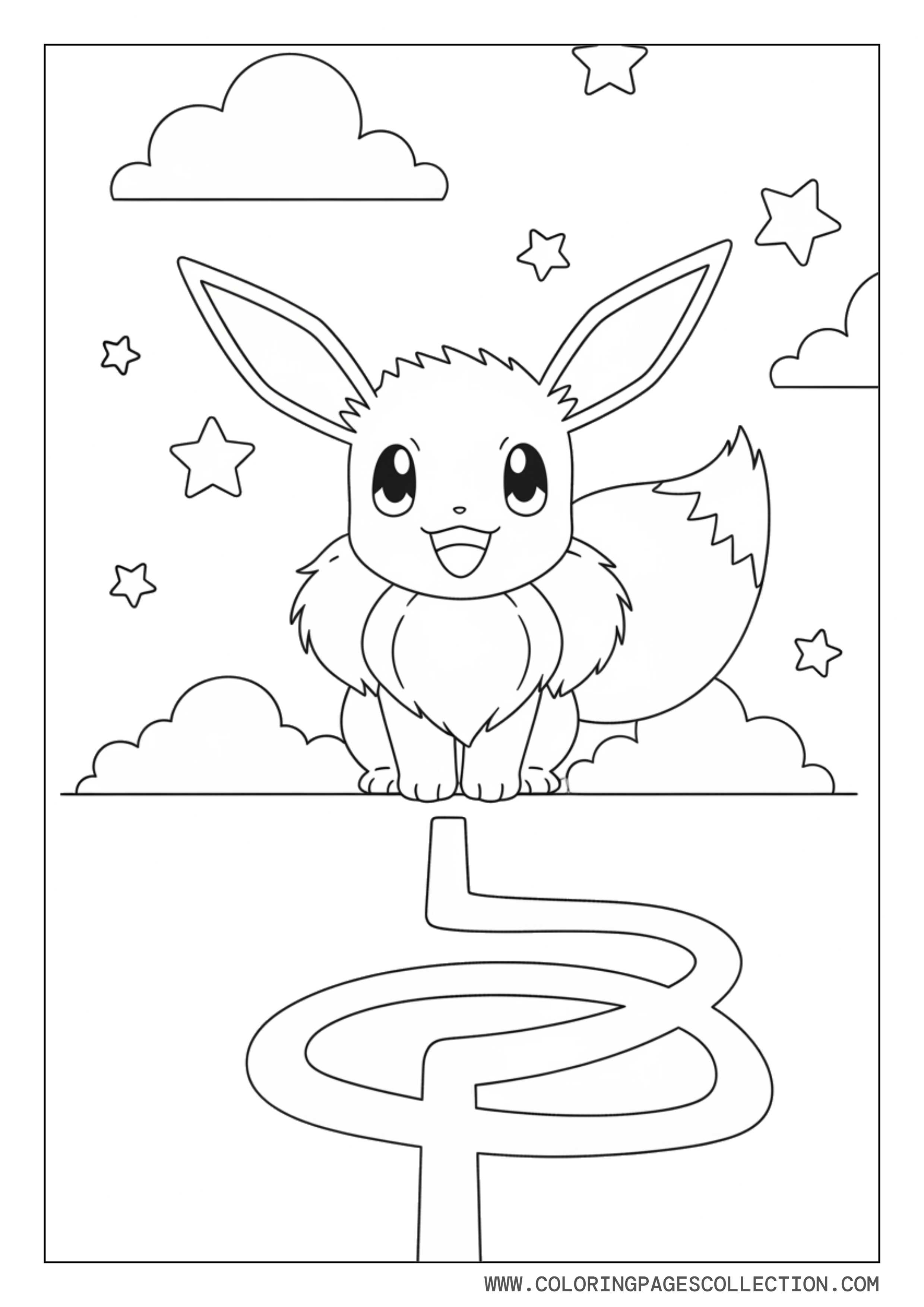 Eevee Maze Activity Coloring Page