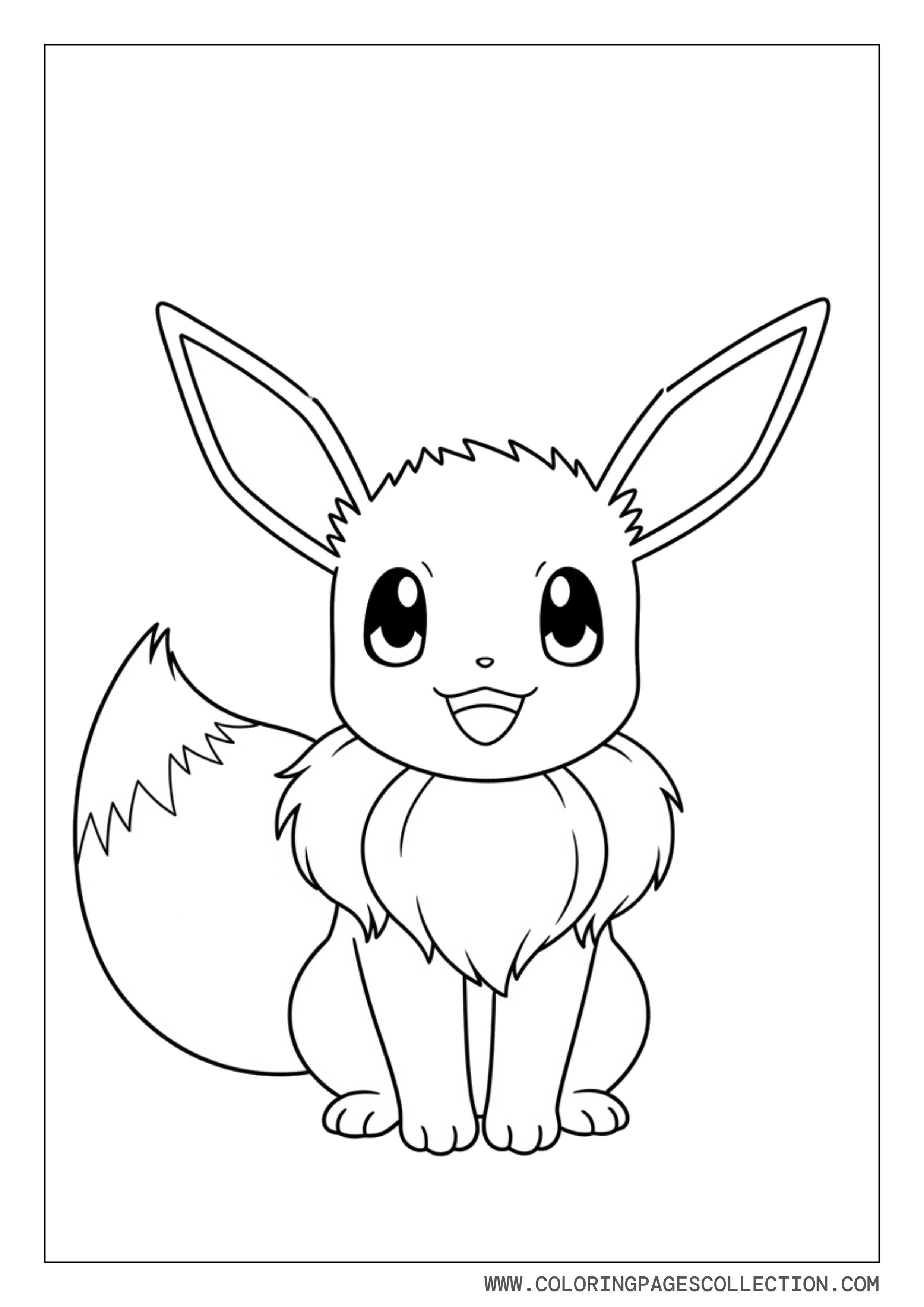 Eevee Sitting With Tail Curled Coloring Page