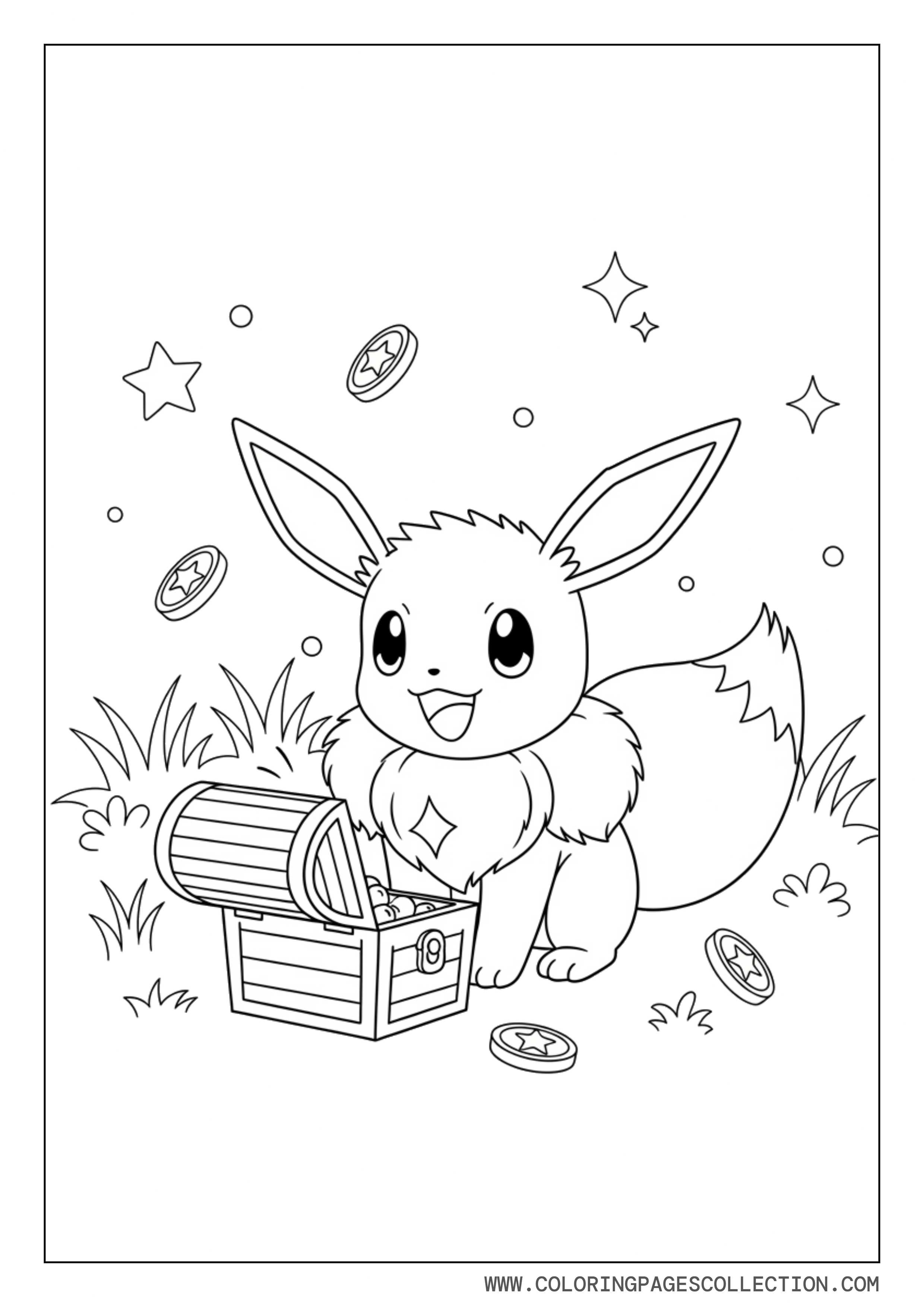Eevee Treasure Hunt Coloring Page