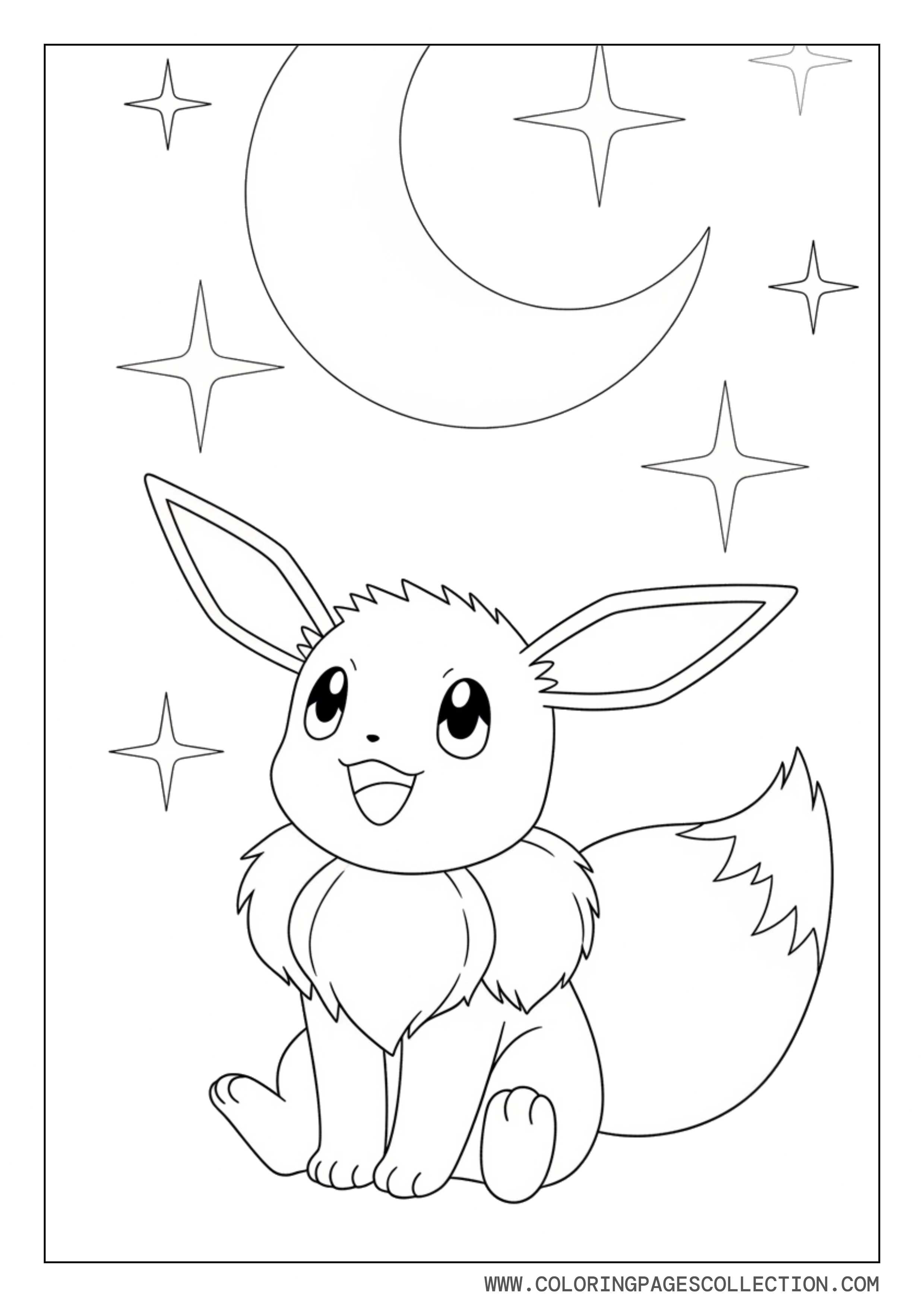 Eevee Under Starry Sky Coloring Page